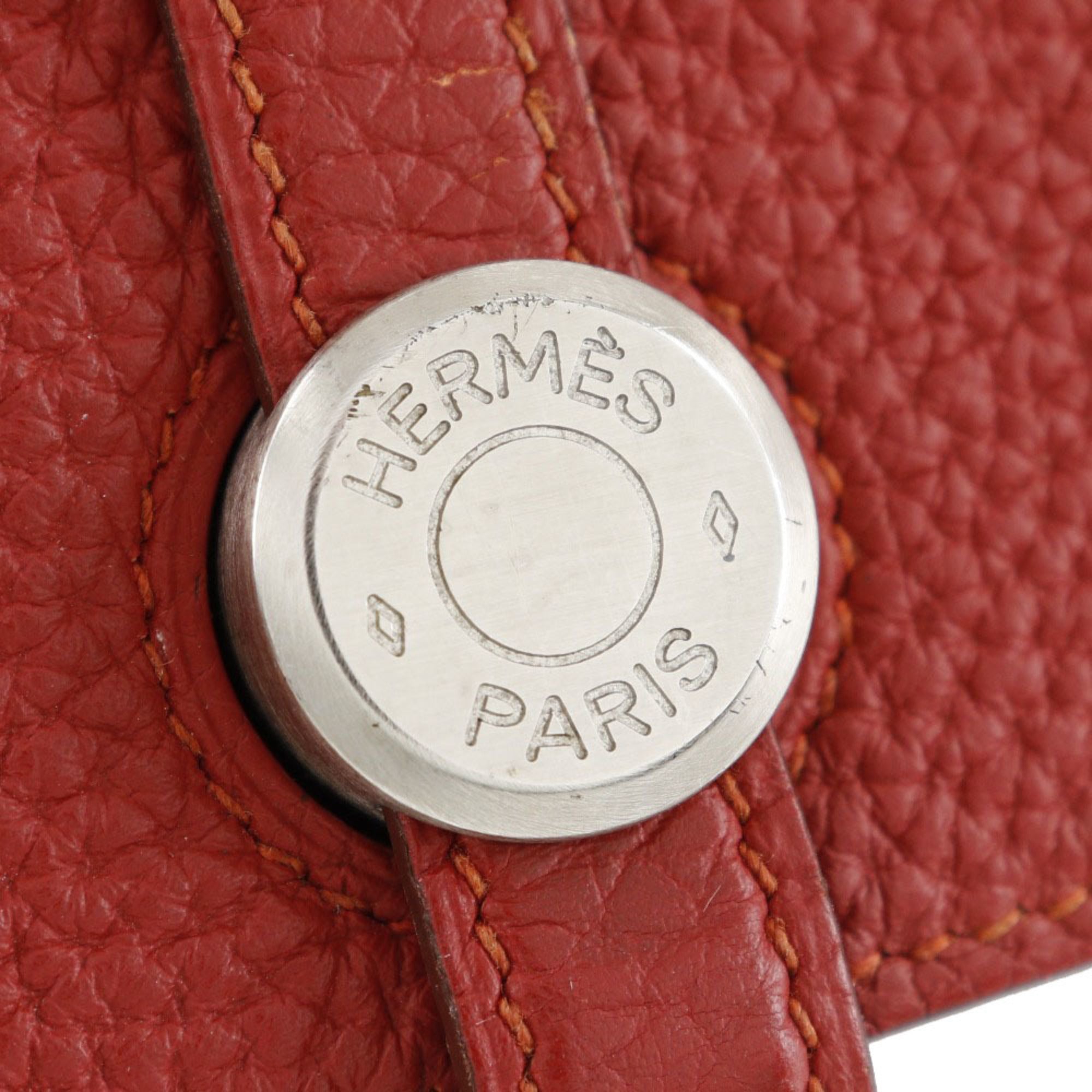 Hermes Dogon Red Color Togo Leather Long Wallet (Bi-Fold) (Pre-Owned)