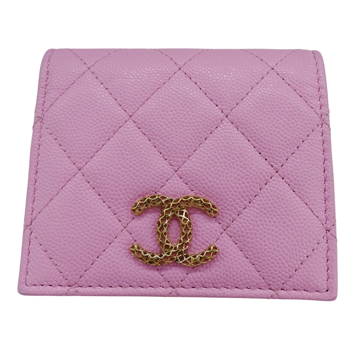 Chanel Green Pink Grained Calfskin Wallet (Bi-Fold) (Pre-Owned)