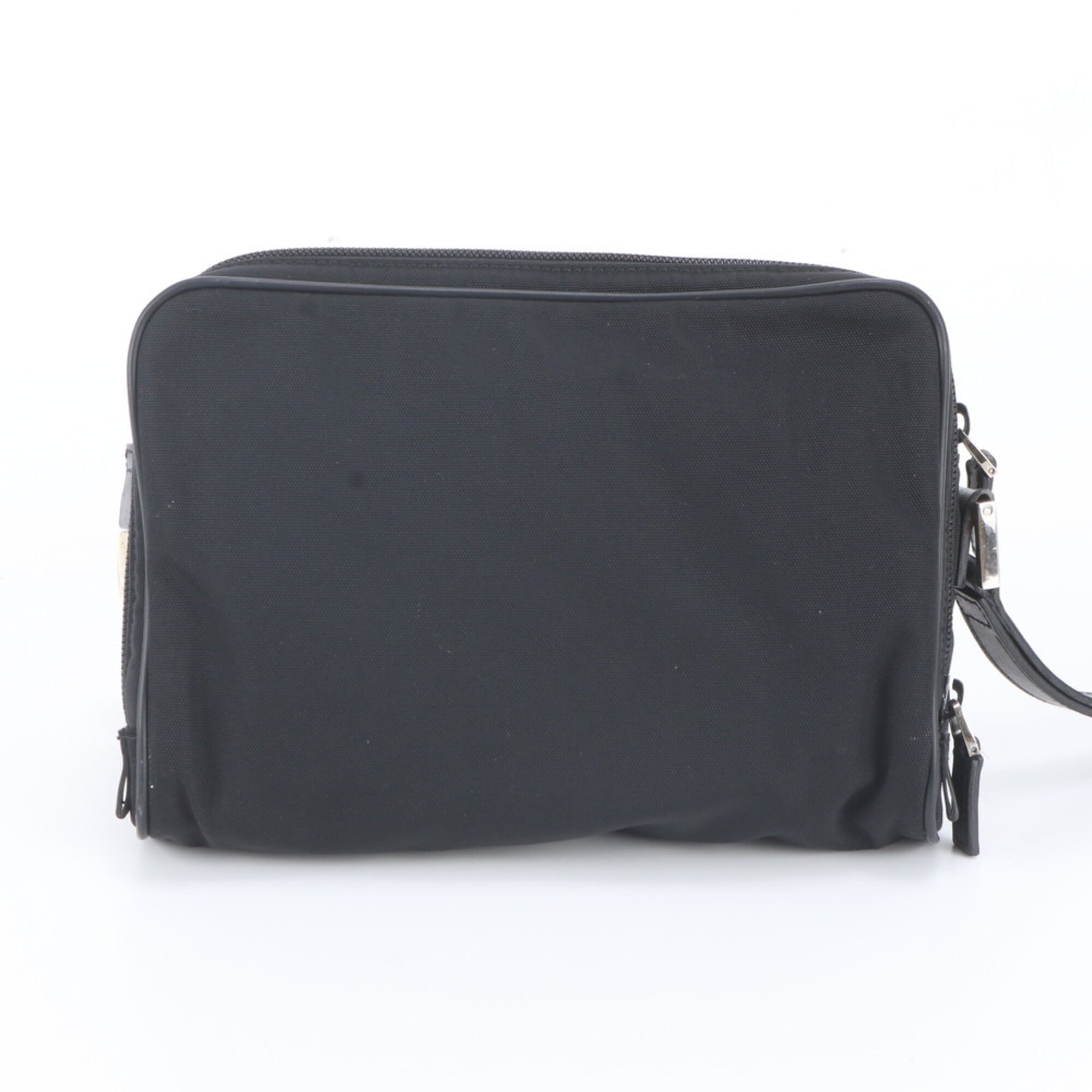Gucci Black Leather Canvas Clutch Bag Pouch (Pre-Owned)