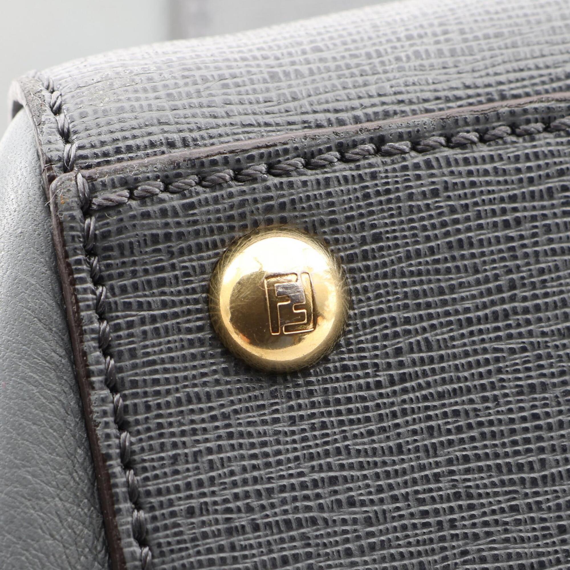 Fendi Gray Leather Handbag (Pre-Owned)