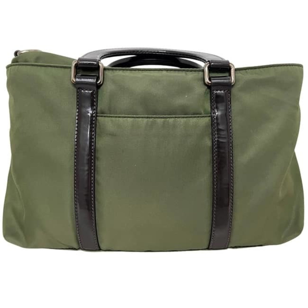 Prada Green Khaki Nylon Leather Handbag Shoulder Bag (Pre-Owned)
