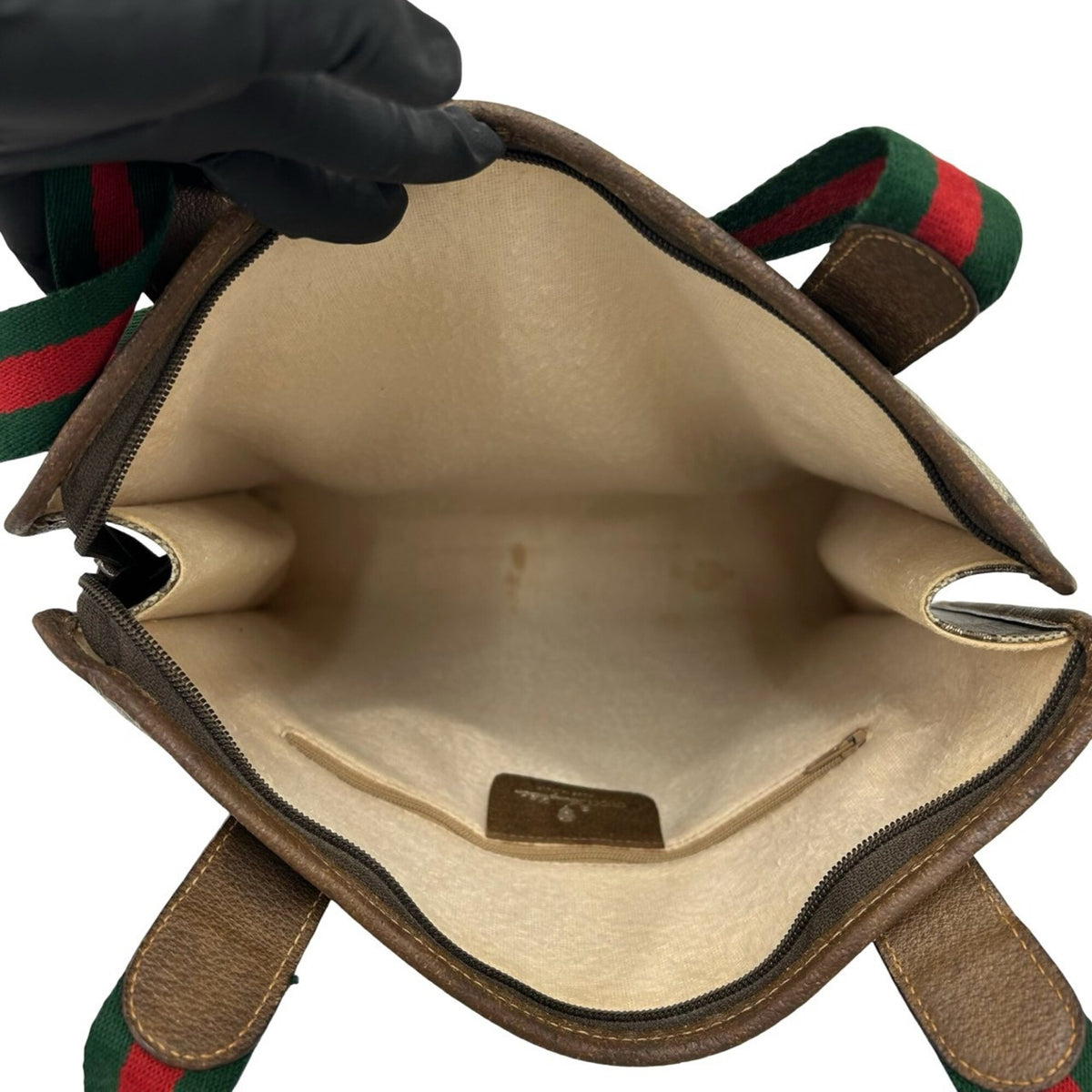 Gucci Brown Green Red Color Pvc Leather Handbag Tote Bag (Pre-Owned)