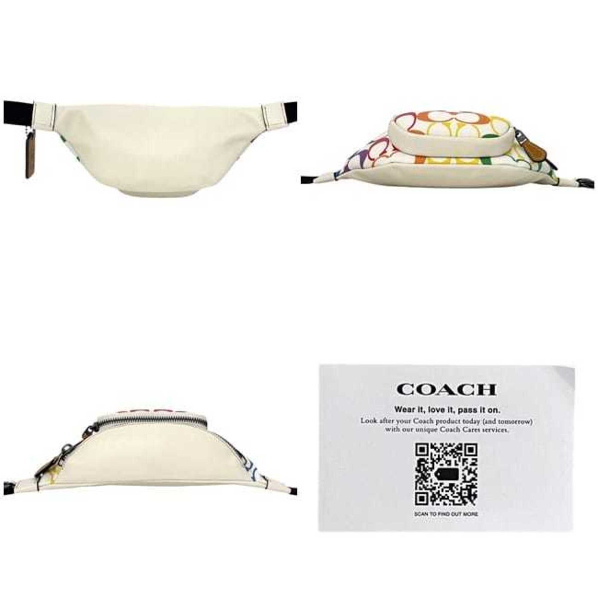 Coach Signature Multi-Color White Pvc Leather Sling Bag (Pre-Owned)