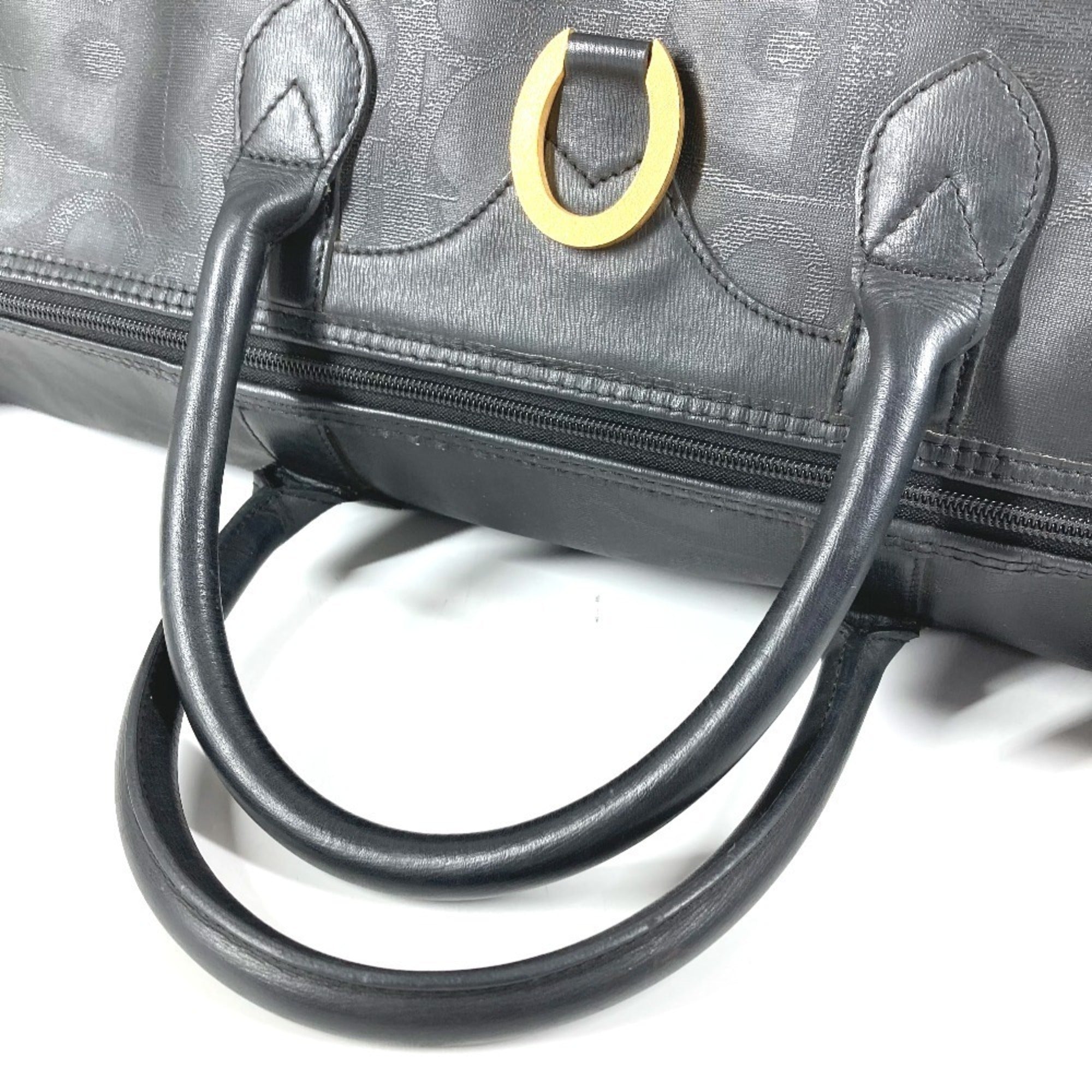 Christian Dior Black Pvc Leather Boston Bag Handbag (Pre-Owned)