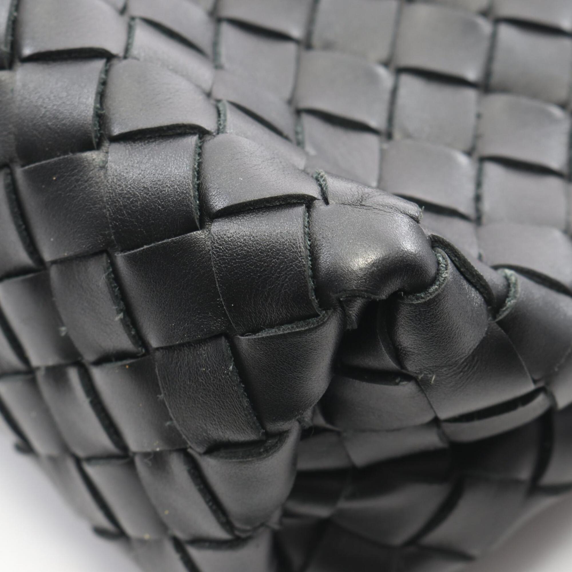 Bottega Veneta Black Leather Handbag Shoulder Bag (Pre-Owned)