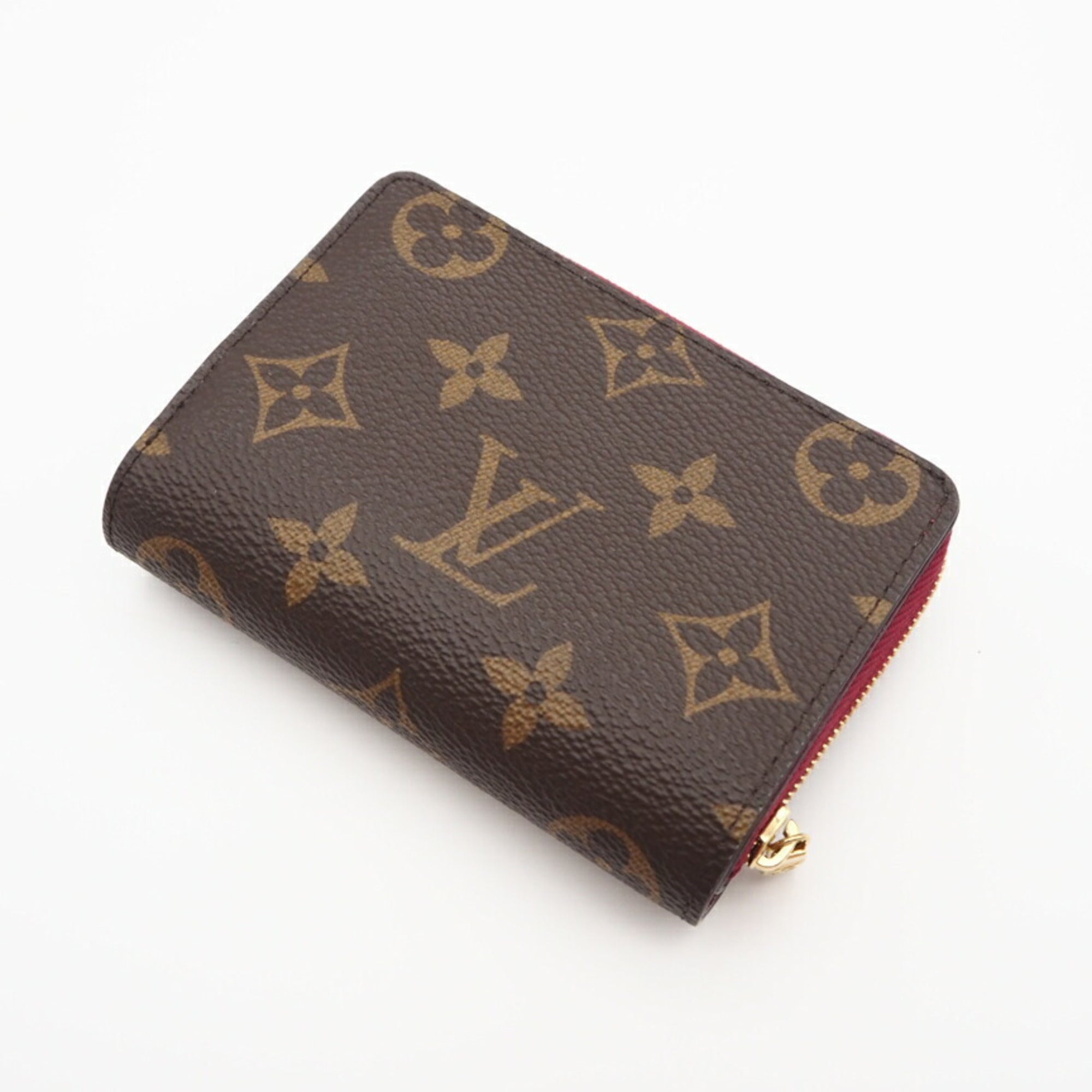 Louis Vuitton Monogram Brown Fuchsia Red Color Coated Canvas Wallet (Bi-Fold) (Pre-Owned)