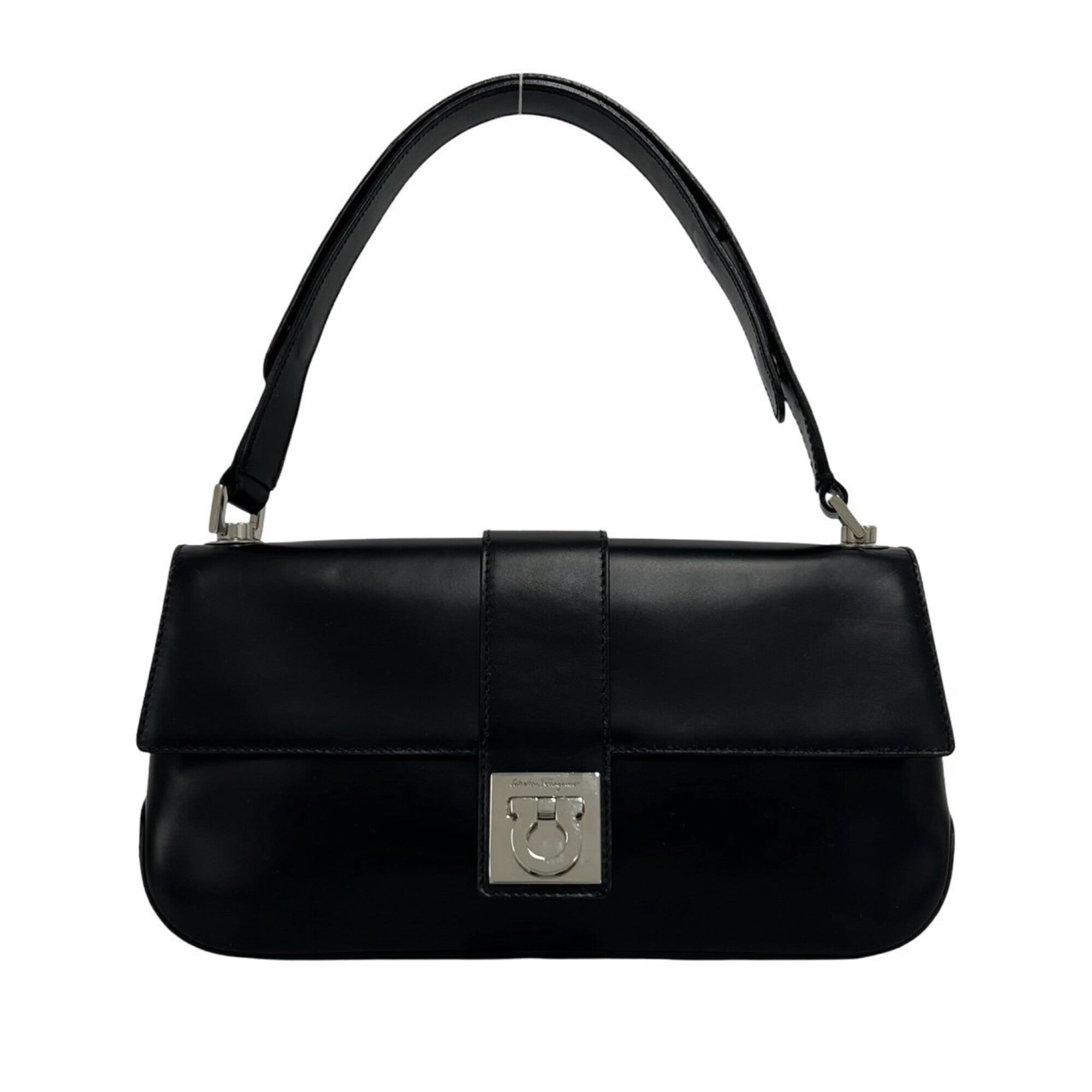 Salvatore Ferragamo Black Leather Shoulder Bag (Pre-Owned)