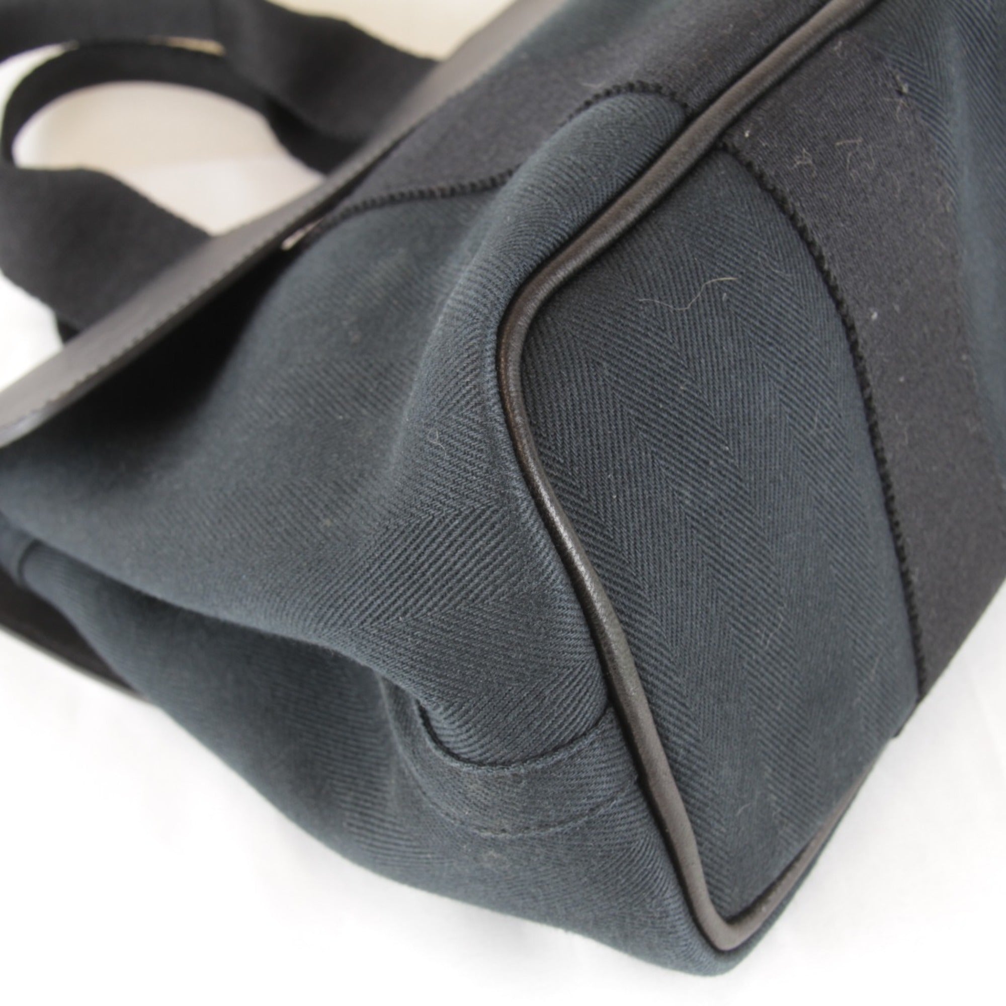Hermes Black White Toile Chevron Handbag Pouch (Pre-Owned)