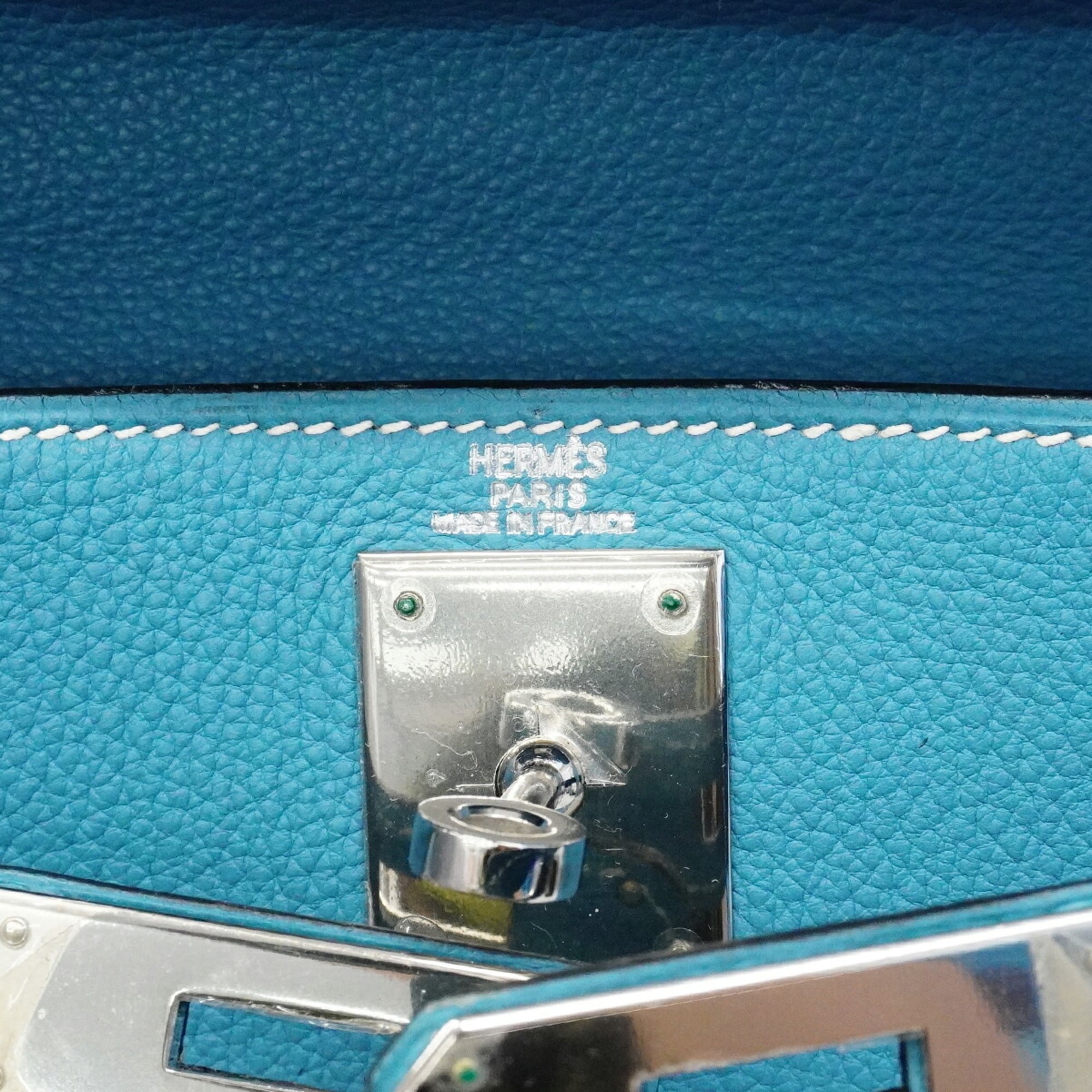 Hermes Blue Jean Togo Leather Handbag (Pre-Owned)
