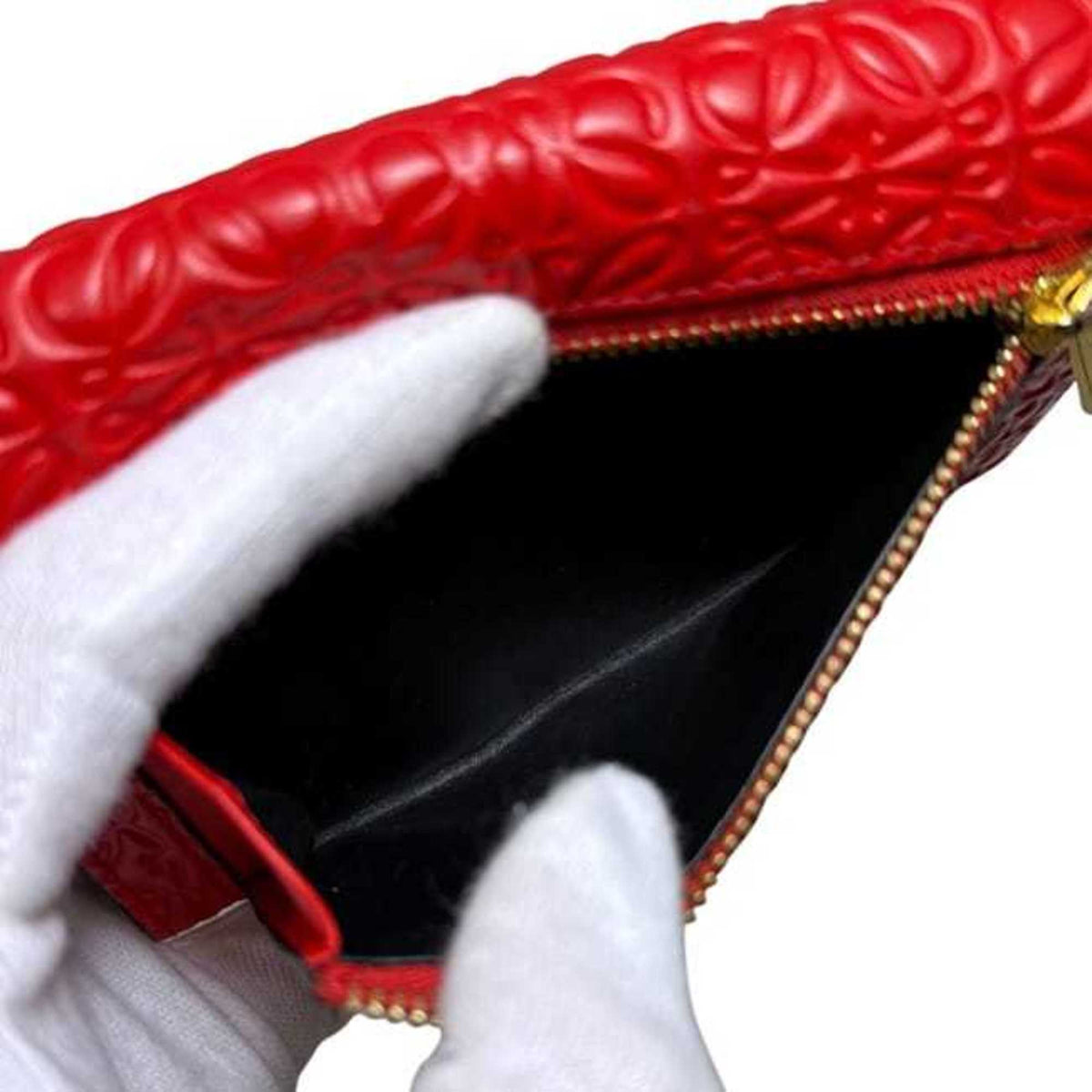 Loewe Repeat Red Color Leather Wallet (Bi-Fold) (Pre-Owned)
