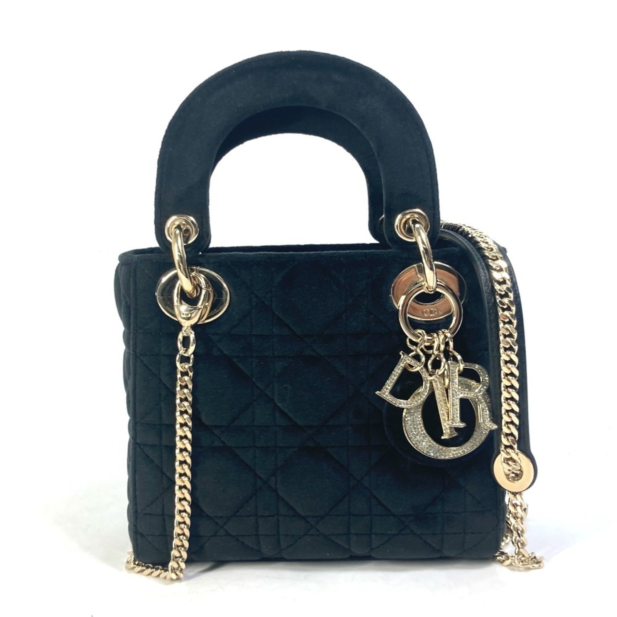 Christian Dior Lady Dior Black Leather Handbag Shoulder Bag (Pre-Owned)
