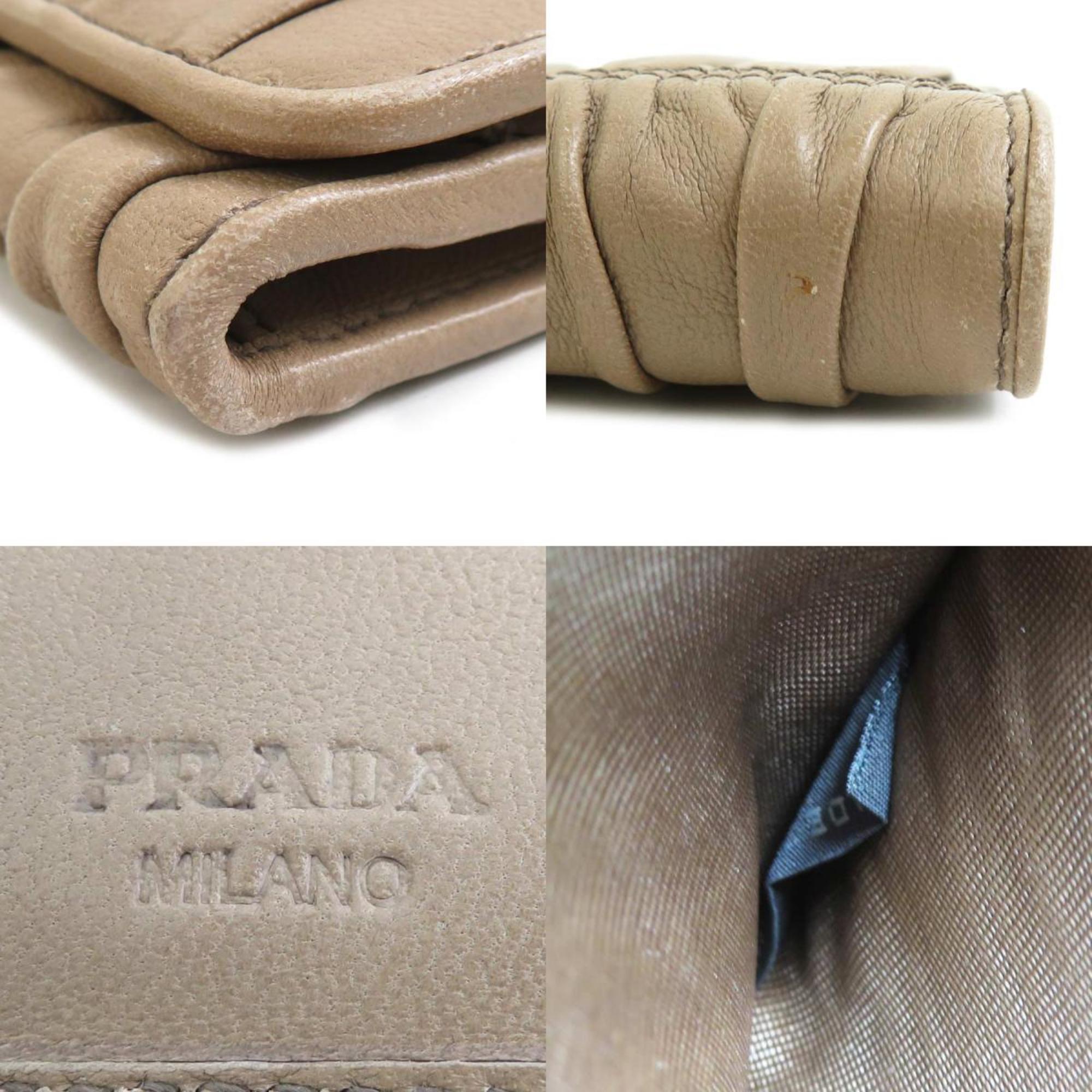 Prada Beige Leather Wallet (Tri-Fold) (Pre-Owned)