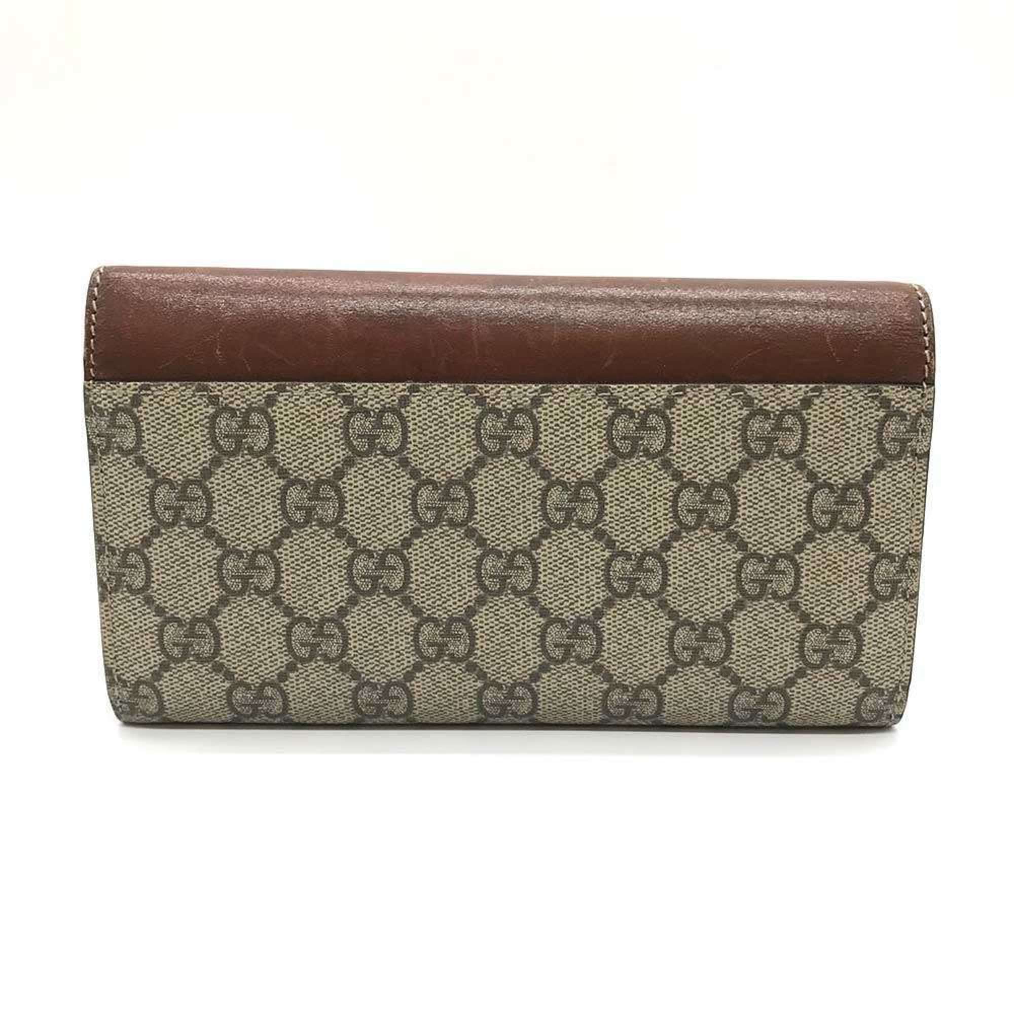 Gucci Brown Gg Supreme Leather Long Wallet (Bi-Fold) (Pre-Owned)