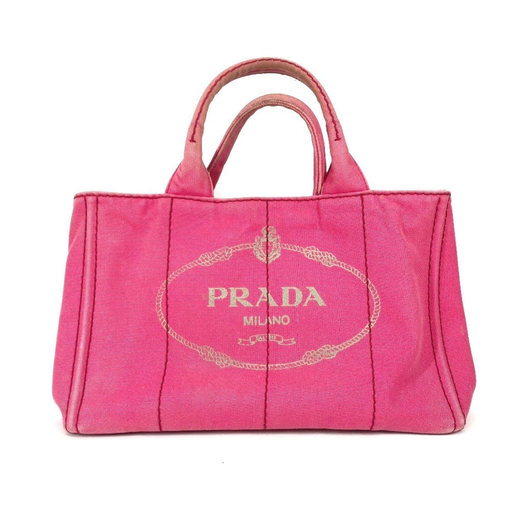 Prada Pink Canvas Handbag Tote Bag (Pre-Owned)