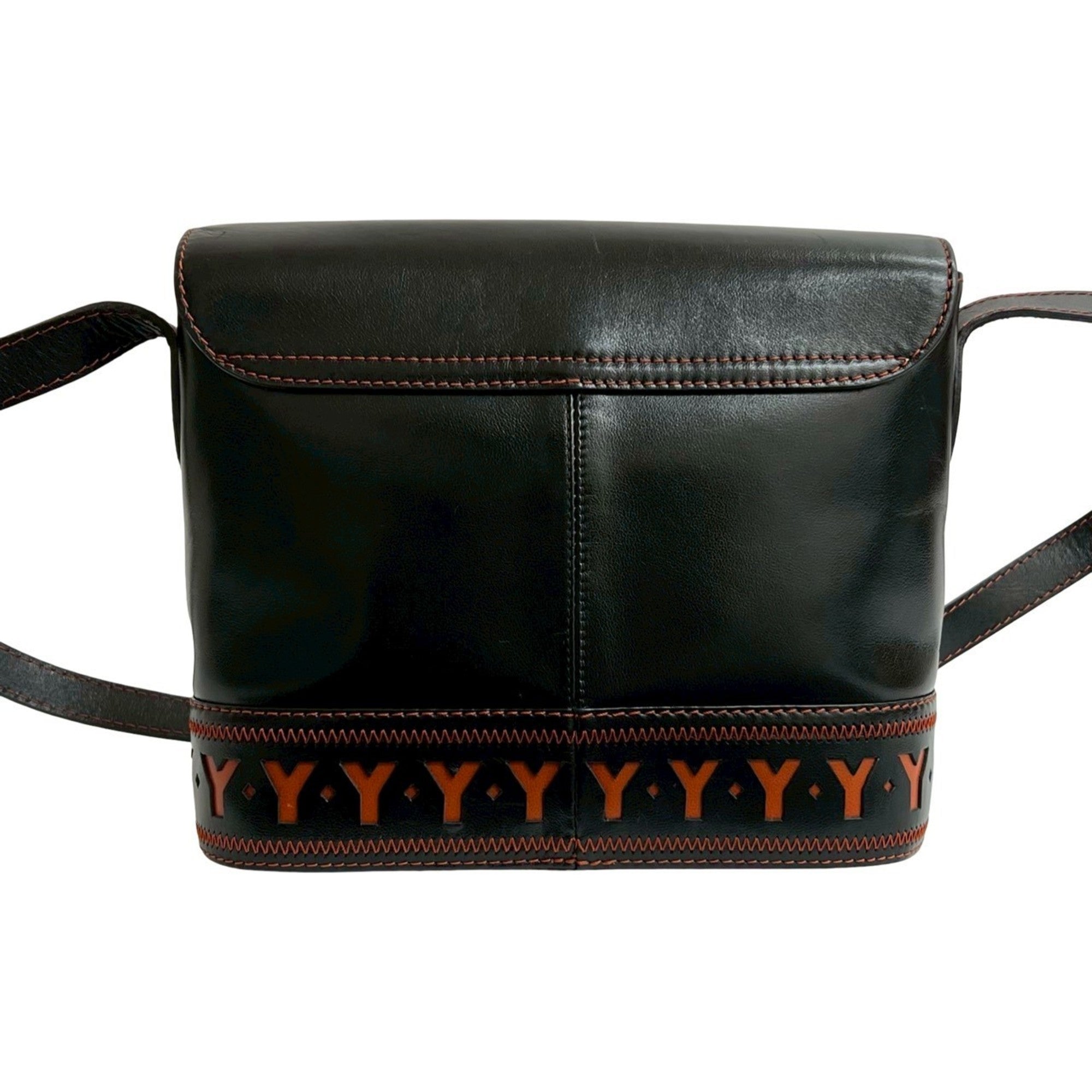 Yves Saint Laurent Black Brown Leather Shoulder Bag (Pre-Owned)