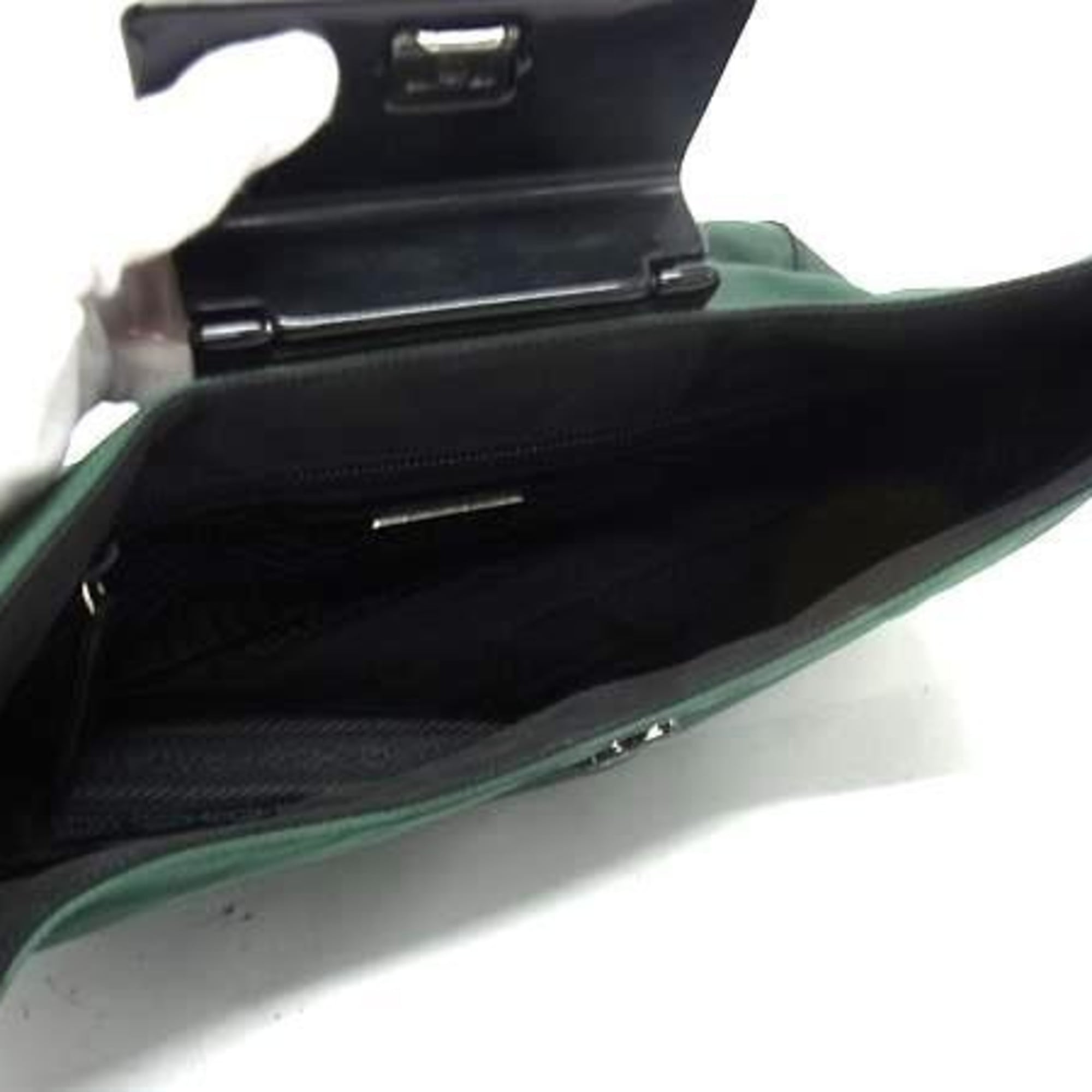 Prada Black Green Tessuto Nylon Handbag Shoulder Bag Tote Bag (Pre-Owned)