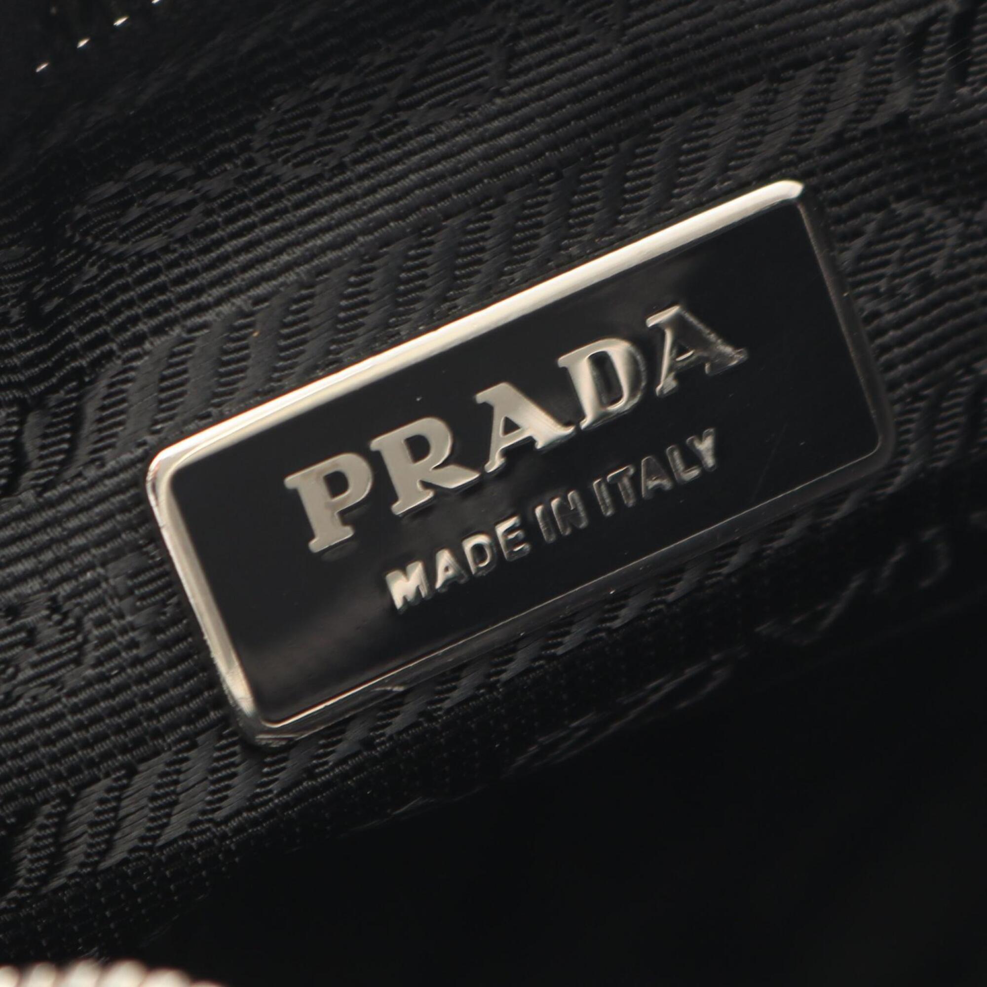 Prada Black Nylon Leather Handbag Shoulder Bag (Pre-Owned)
