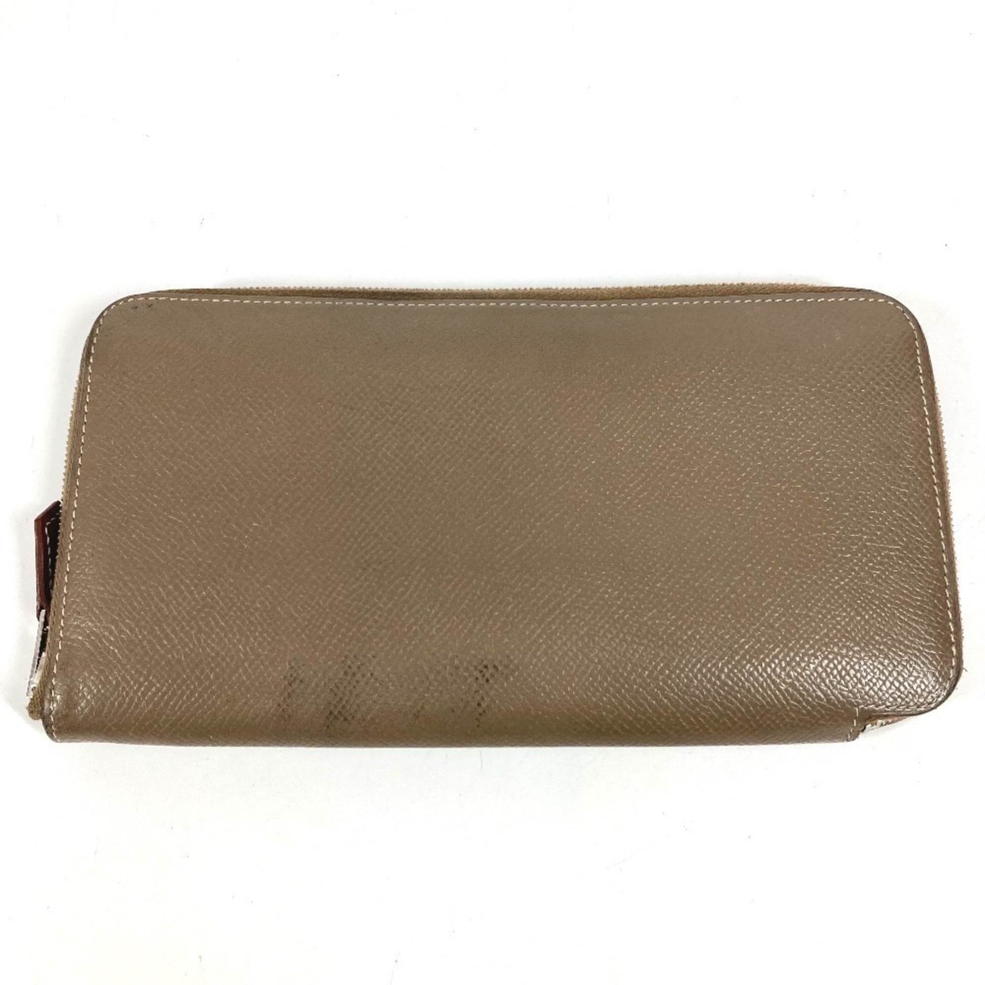 Hermes Silk'in Gray Epsom Leather Long Wallet (Bi-Fold) (Pre-Owned)