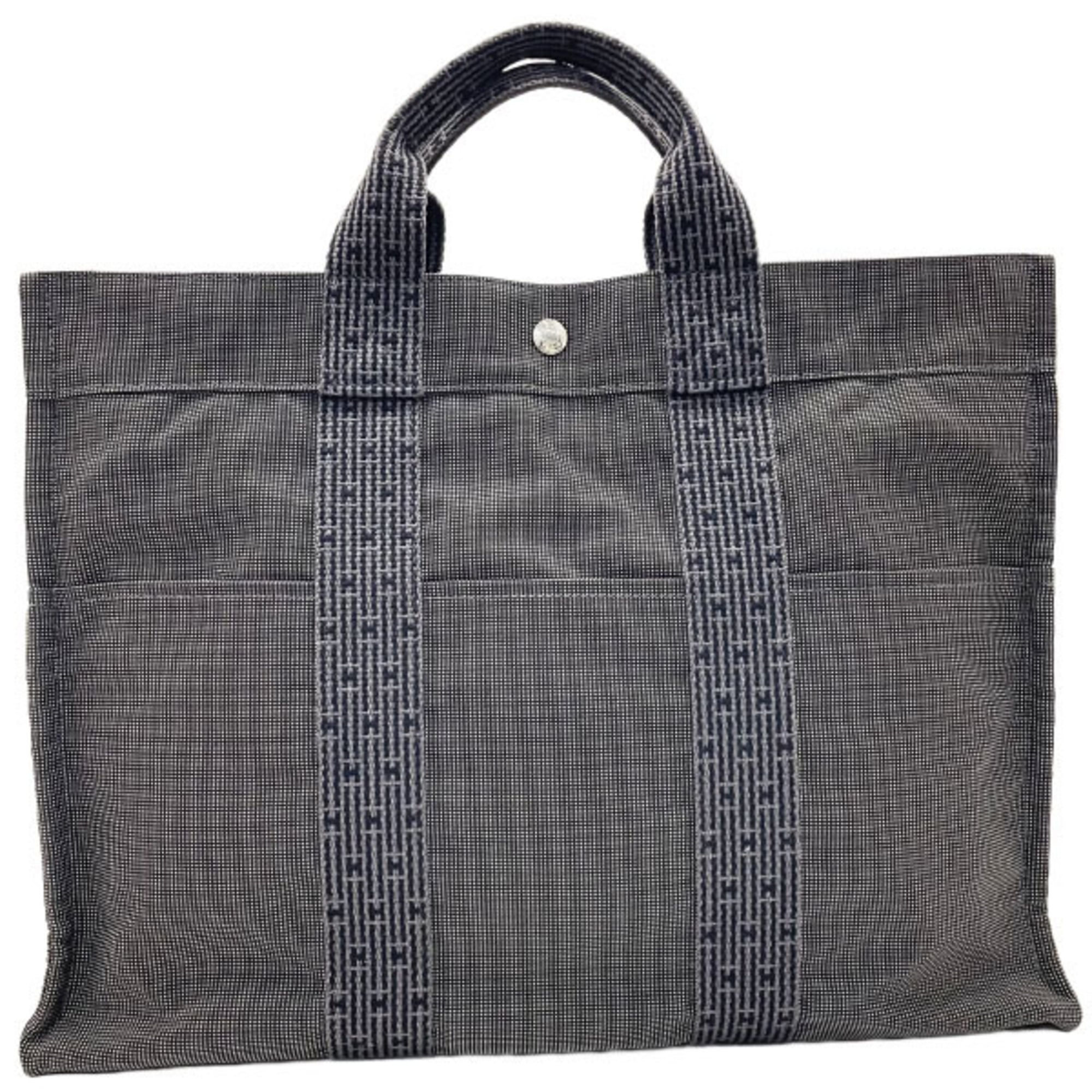Hermes Gray Nylon Canvas Tote Bag (Pre-Owned)