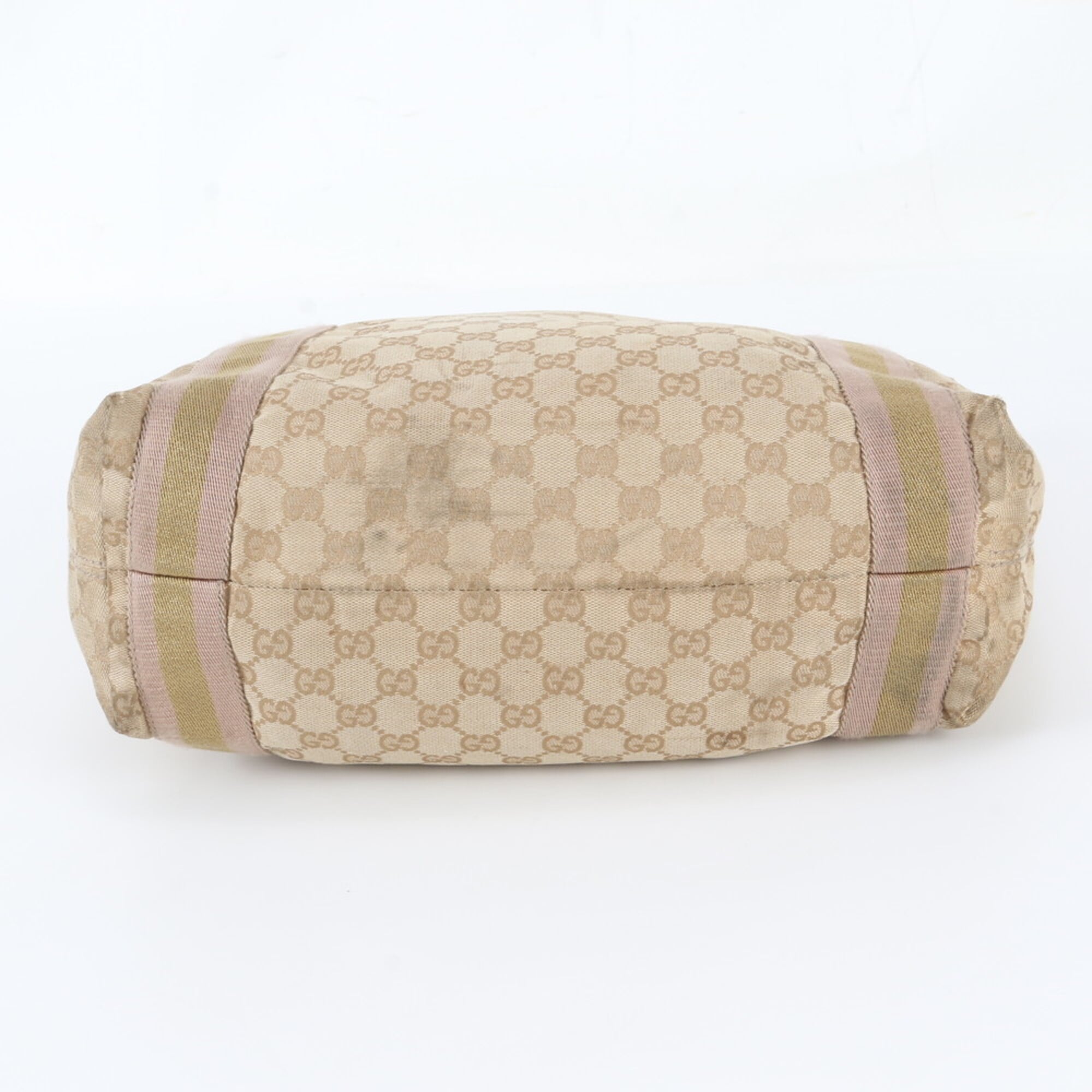 Gucci Brown Gold Leather Canvas Handbag Shoulder Bag Tote Bag (Pre-Owned)