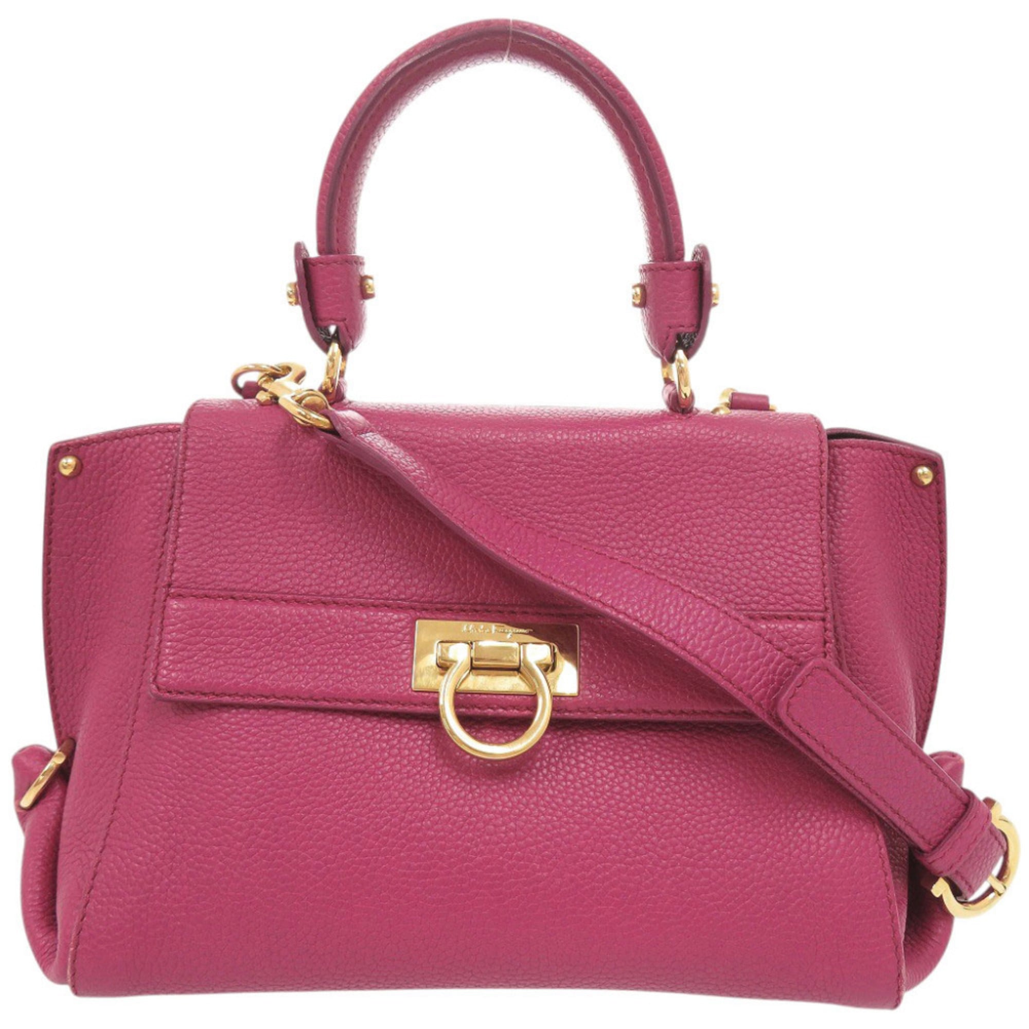 Salvatore Ferragamo Pink Leather Handbag Shoulder Bag (Pre-Owned)