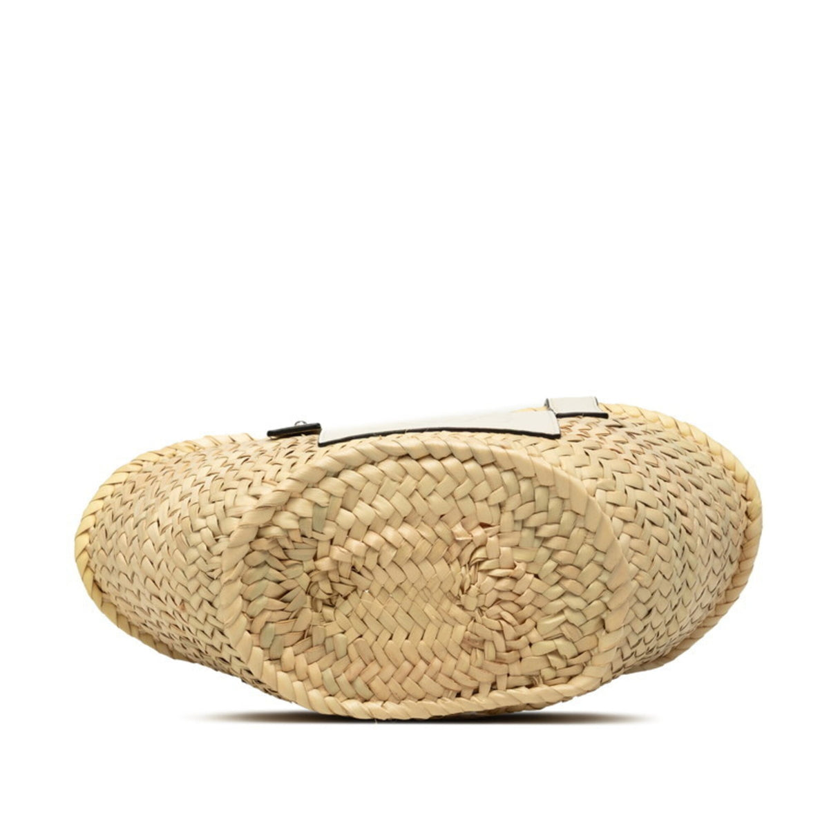 Loewe White Raffia Leather Basket Handbag (Pre-Owned)