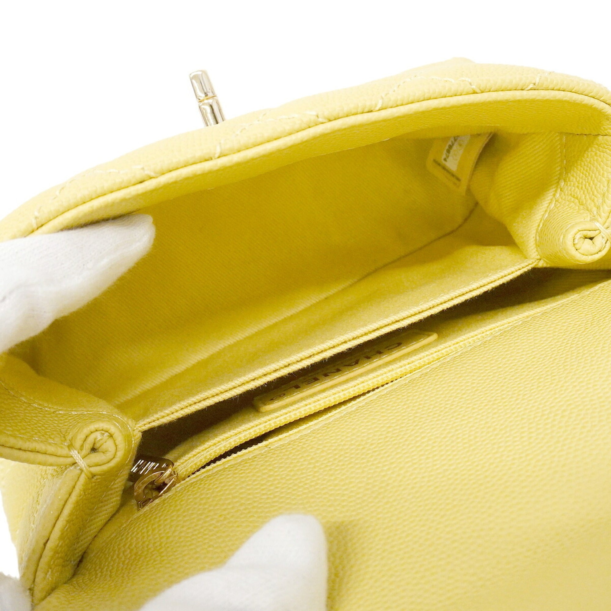 Chanel Yellow Grained Calfskin Handbag (Pre-Owned)