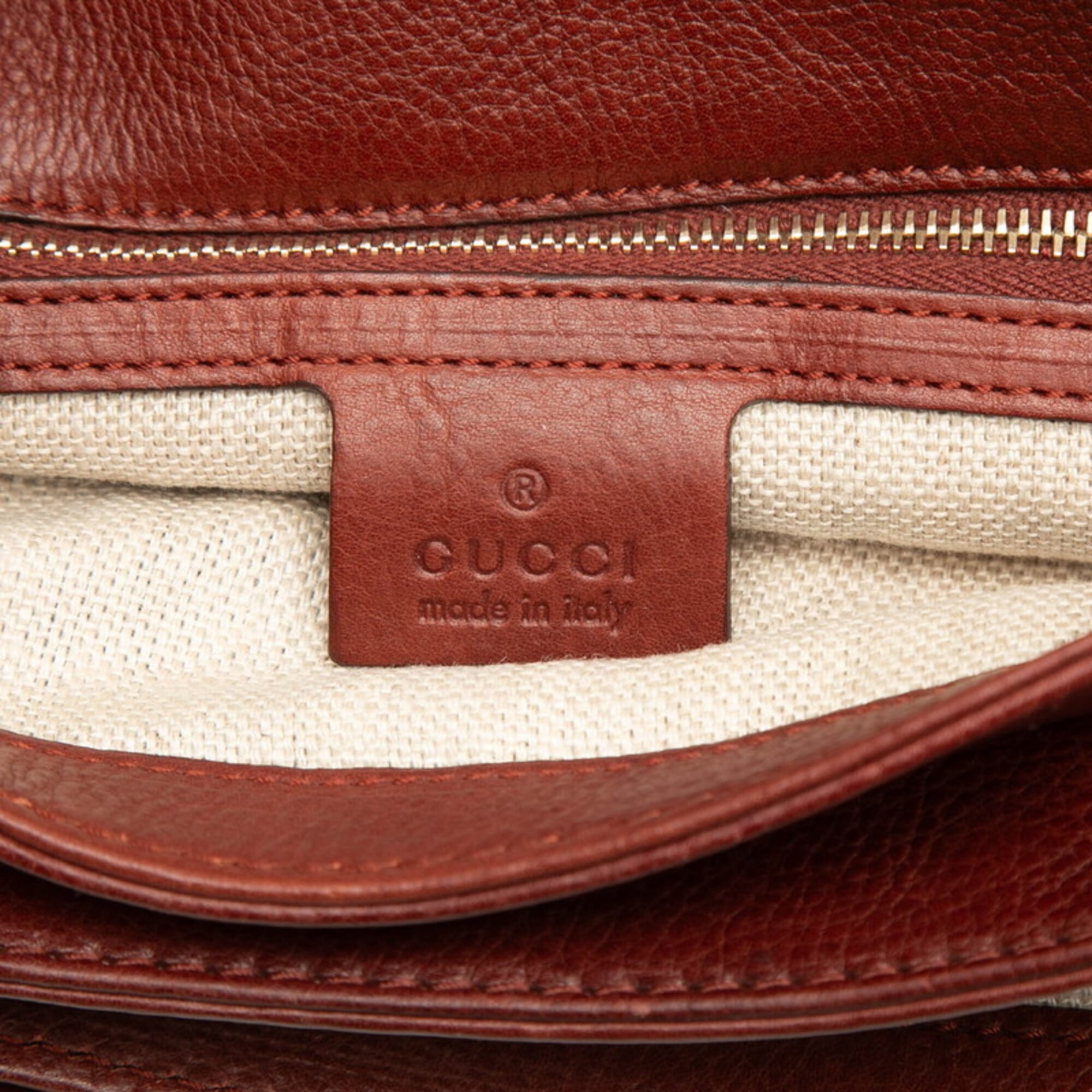 Gucci Bordeaux Brown Leather Shoulder Bag (Pre-Owned)