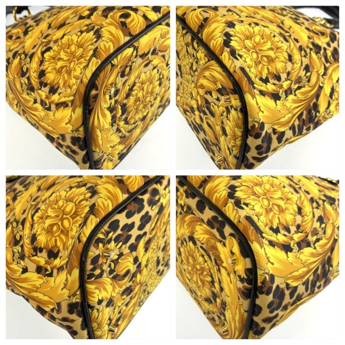 Versace Black Yellow Pvc Leather Handbag Tote Bag (Pre-Owned)