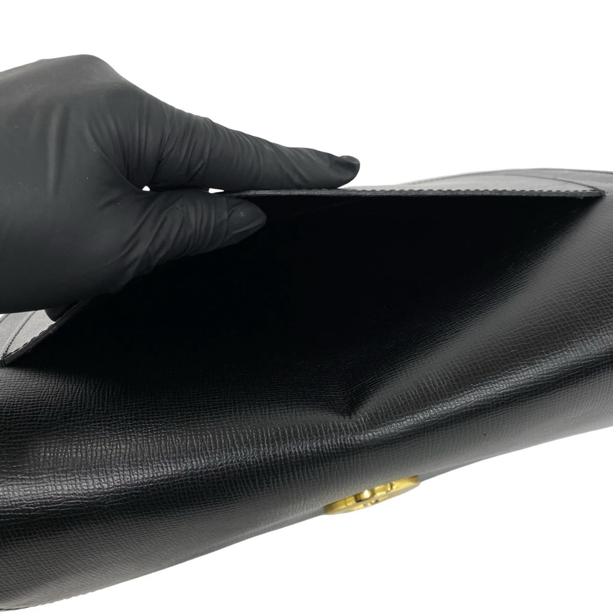 Christian Dior Black Leather Pochette Shoulder Bag (Pre-Owned)