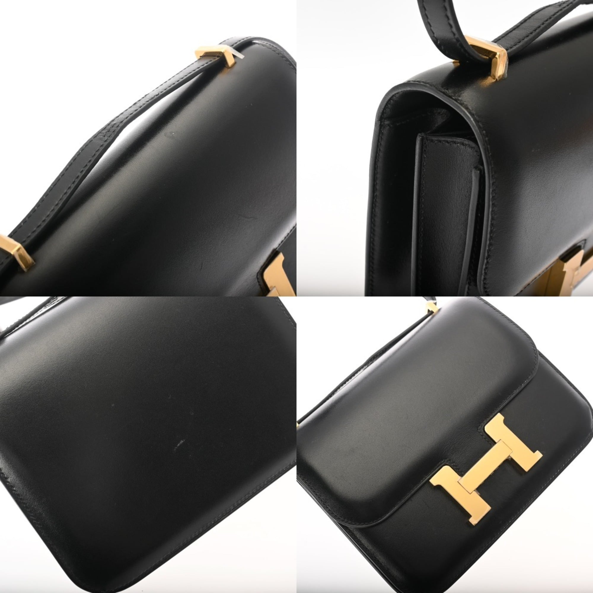 Hermes Black Box Calf Leather Shoulder Bag (Pre-Owned)