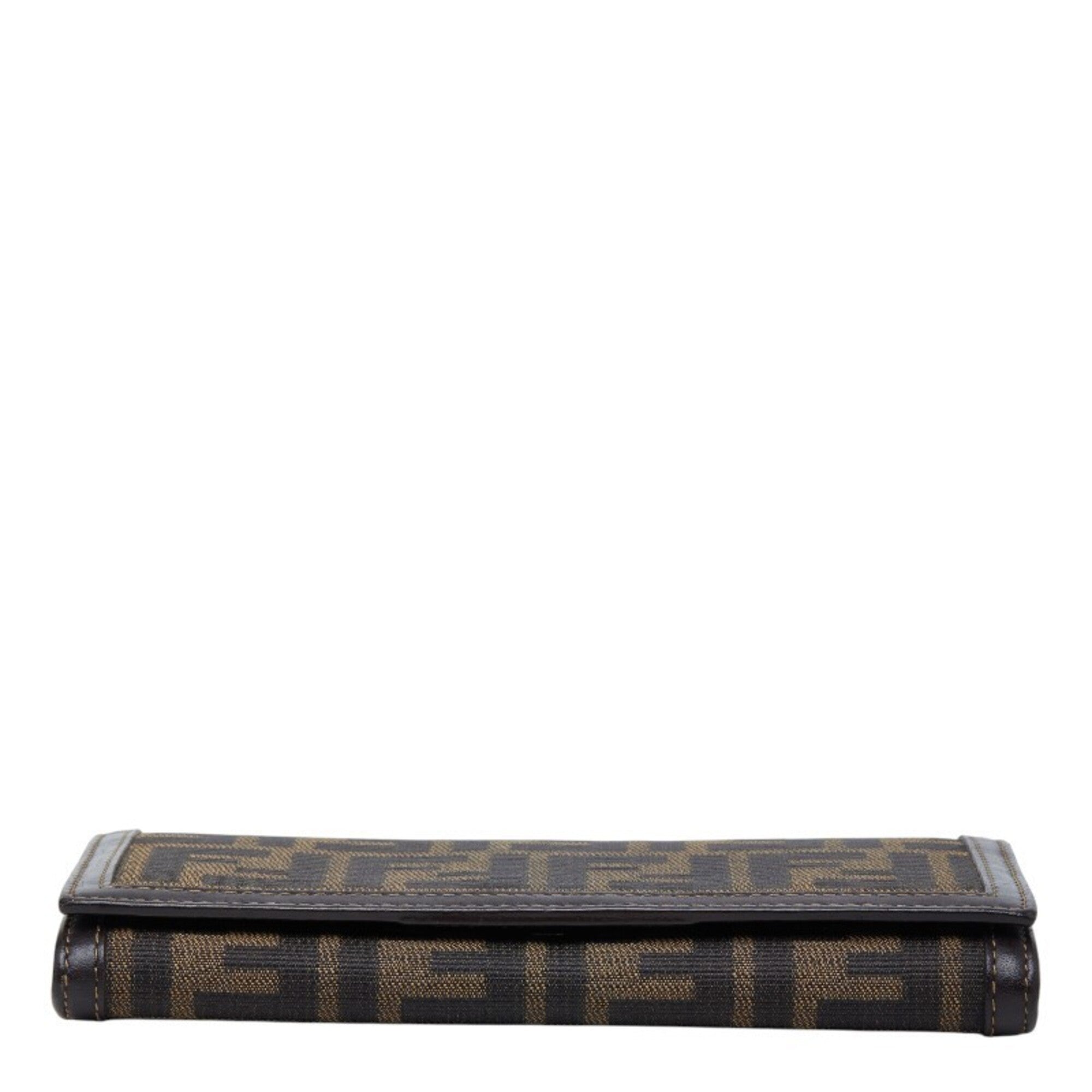 Fendi Brown Canvas Leather Long Wallet (Bi-Fold) (Pre-Owned)