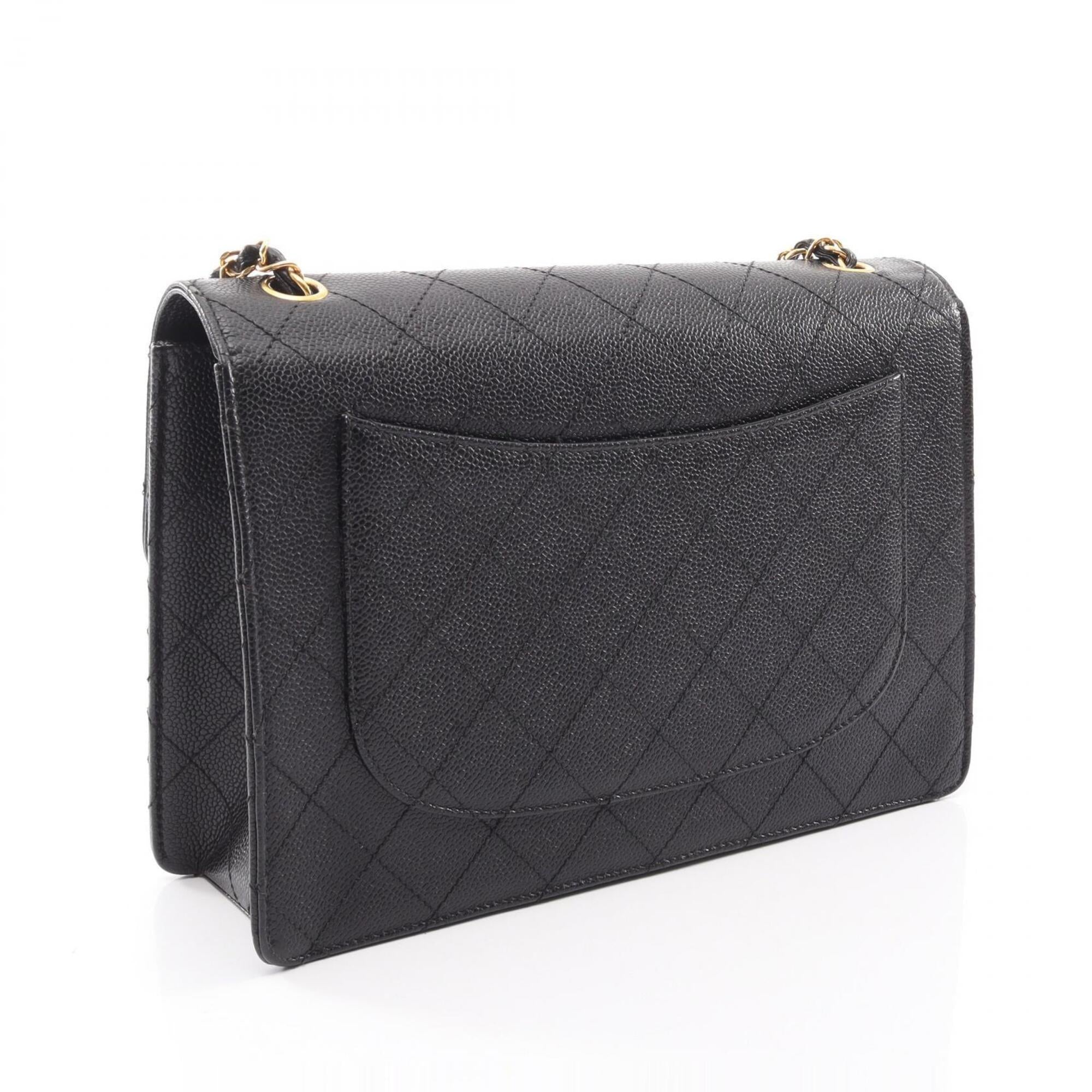 Chanel Black Grained Calfskin Handbag Shoulder Bag (Pre-Owned)
