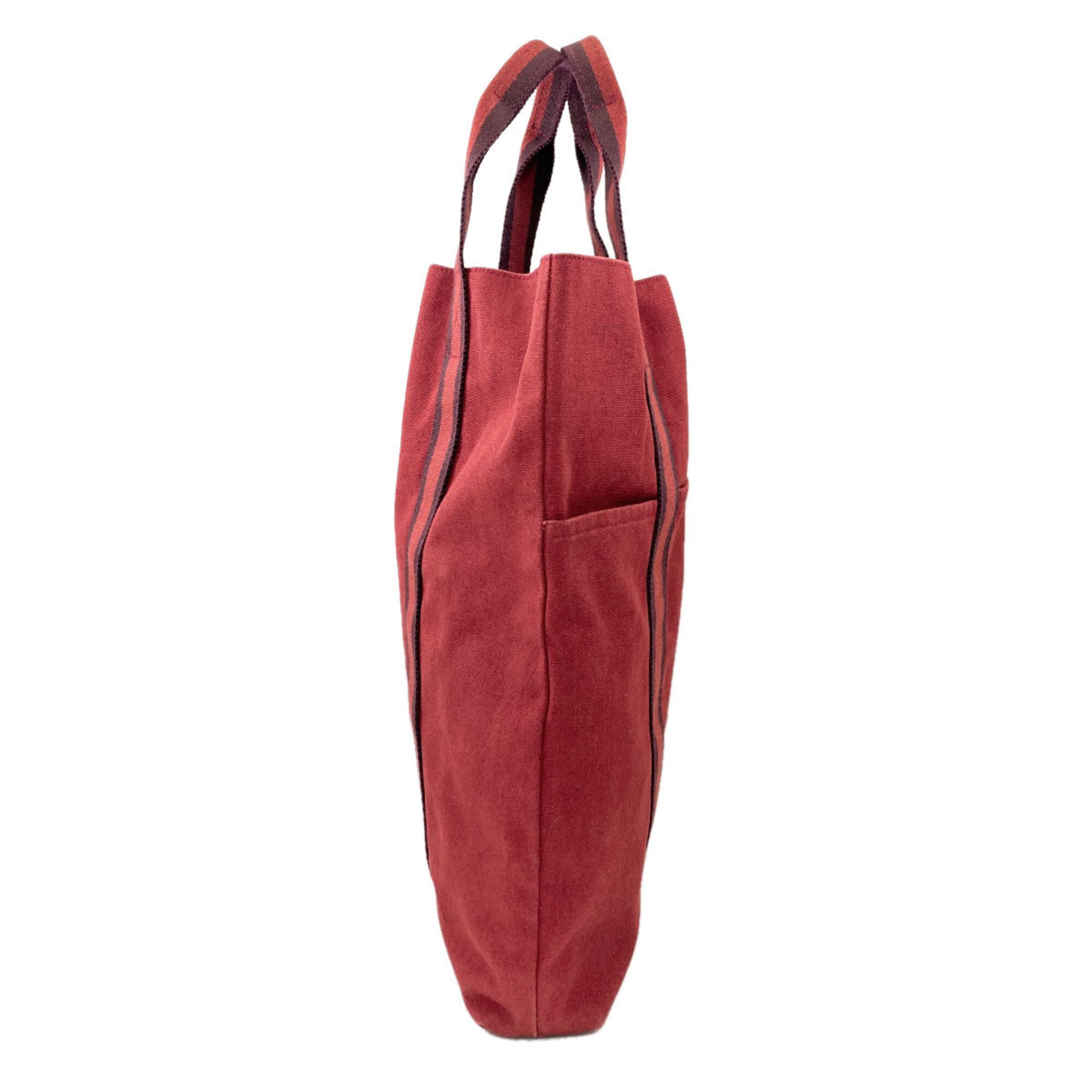 Hermes Red Color Canvas Tote Bag (Pre-Owned)