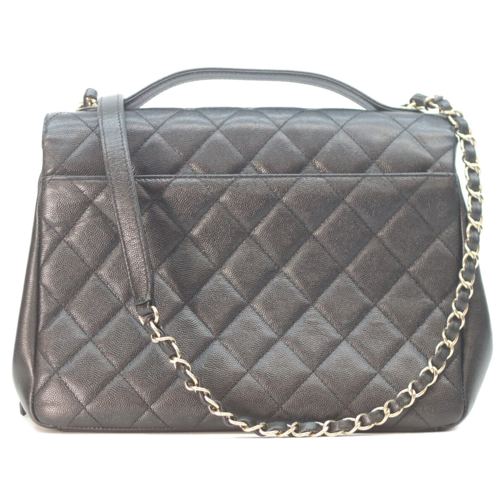 Chanel Black Grained Calfskin Shoulder Bag (Pre-Owned)