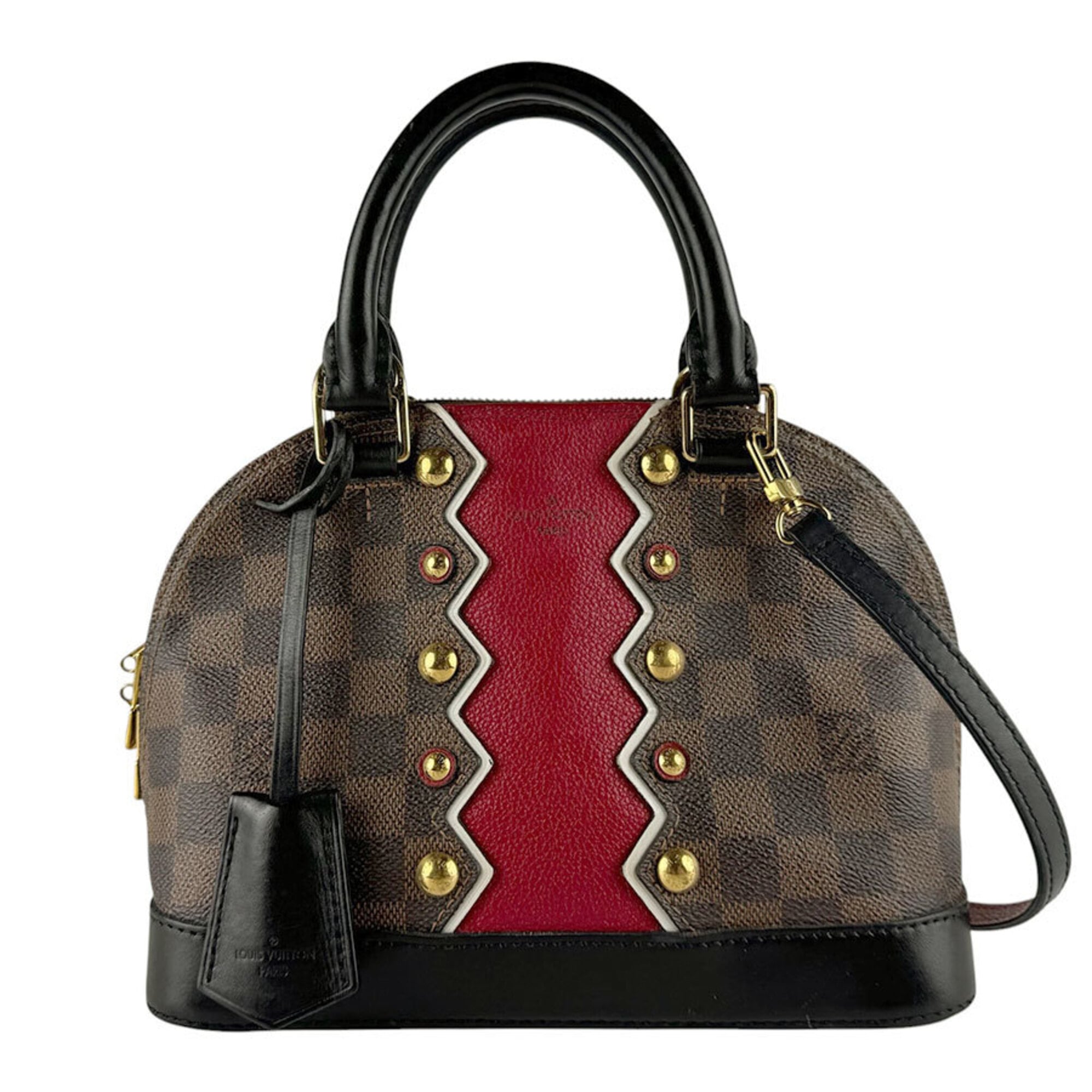 Louis Vuitton Black Brown Red Color Damier Canvas Handbag Shoulder Bag (Pre-Owned)