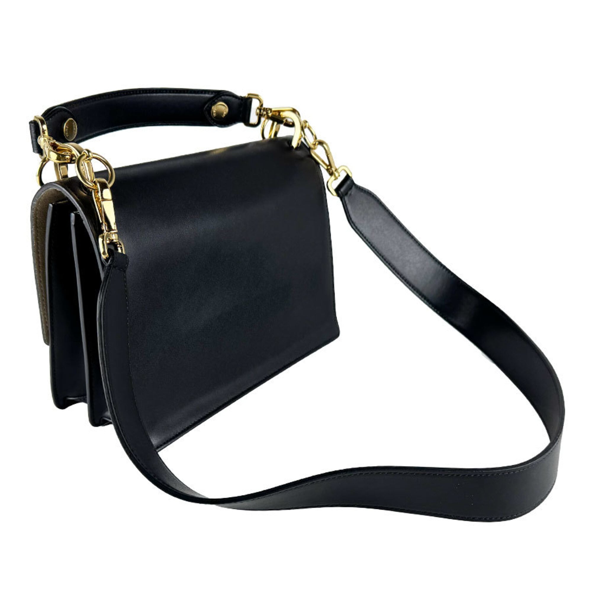 Fendi Black Leather Handbag Shoulder Bag (Pre-Owned)