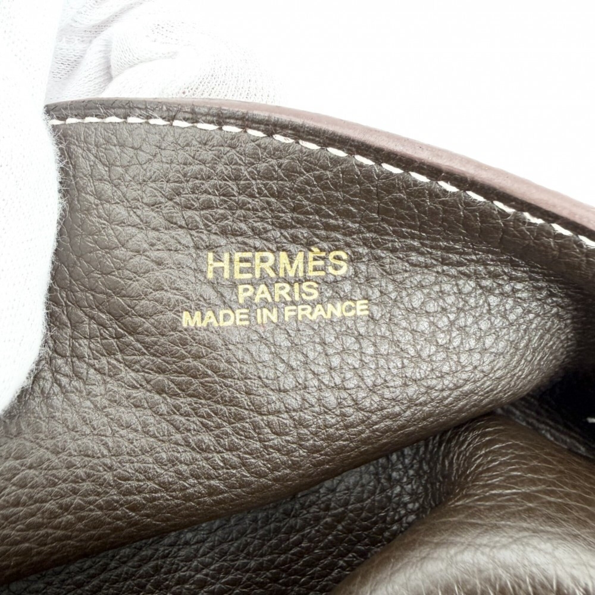 Hermes Brown Leather Handbag Tote Bag (Pre-Owned)