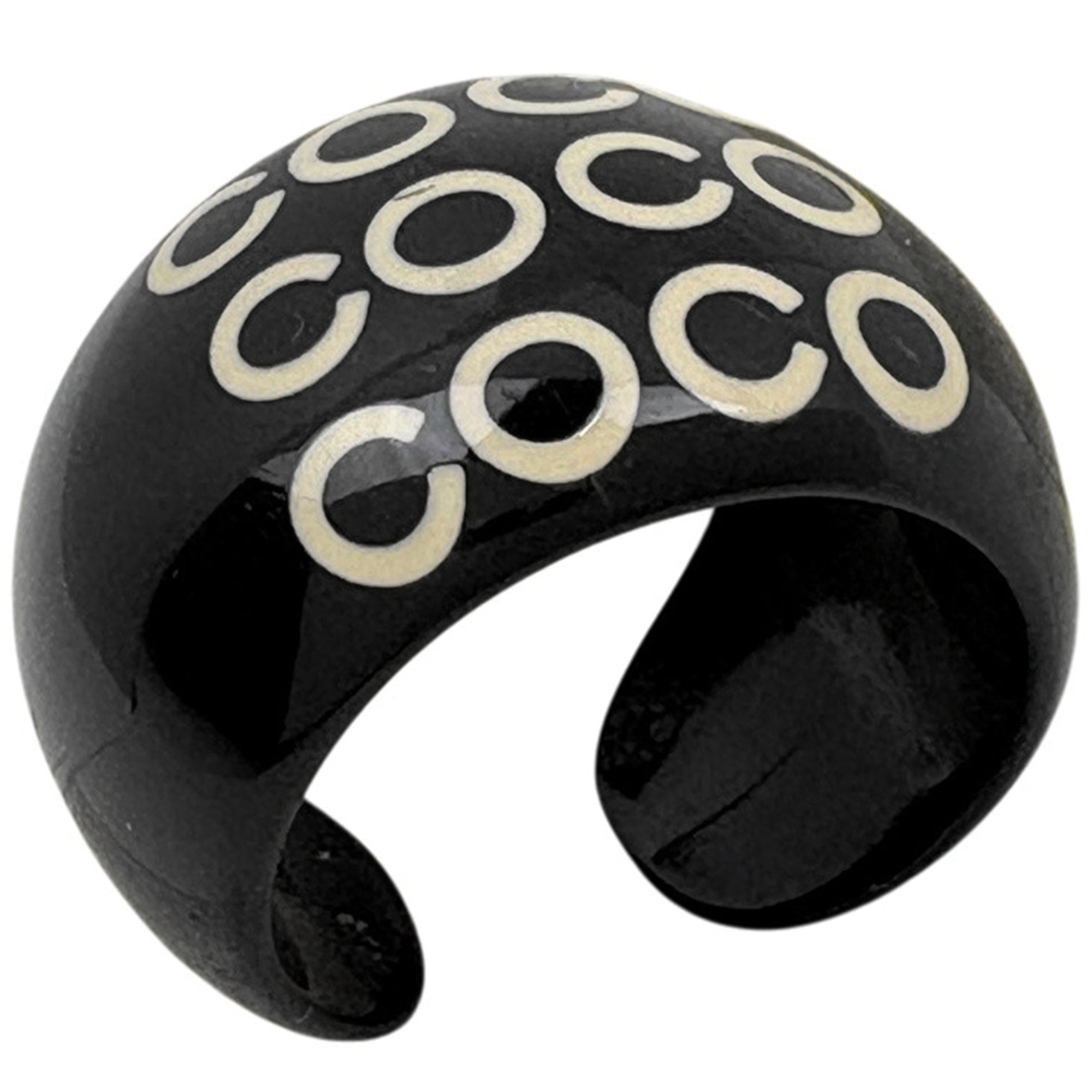 Chanel Black Plastic Band Ring (Pre-Owned)