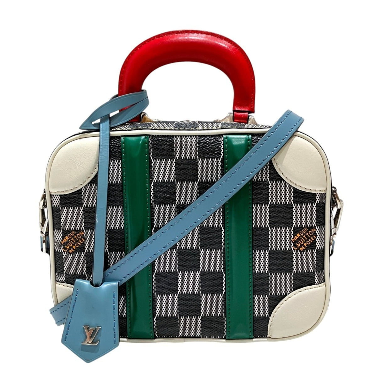 Louis Vuitton Damier Damier Canvas Galle Gray Multi-Color Canvas Leather Handbag (Pre-Owned)