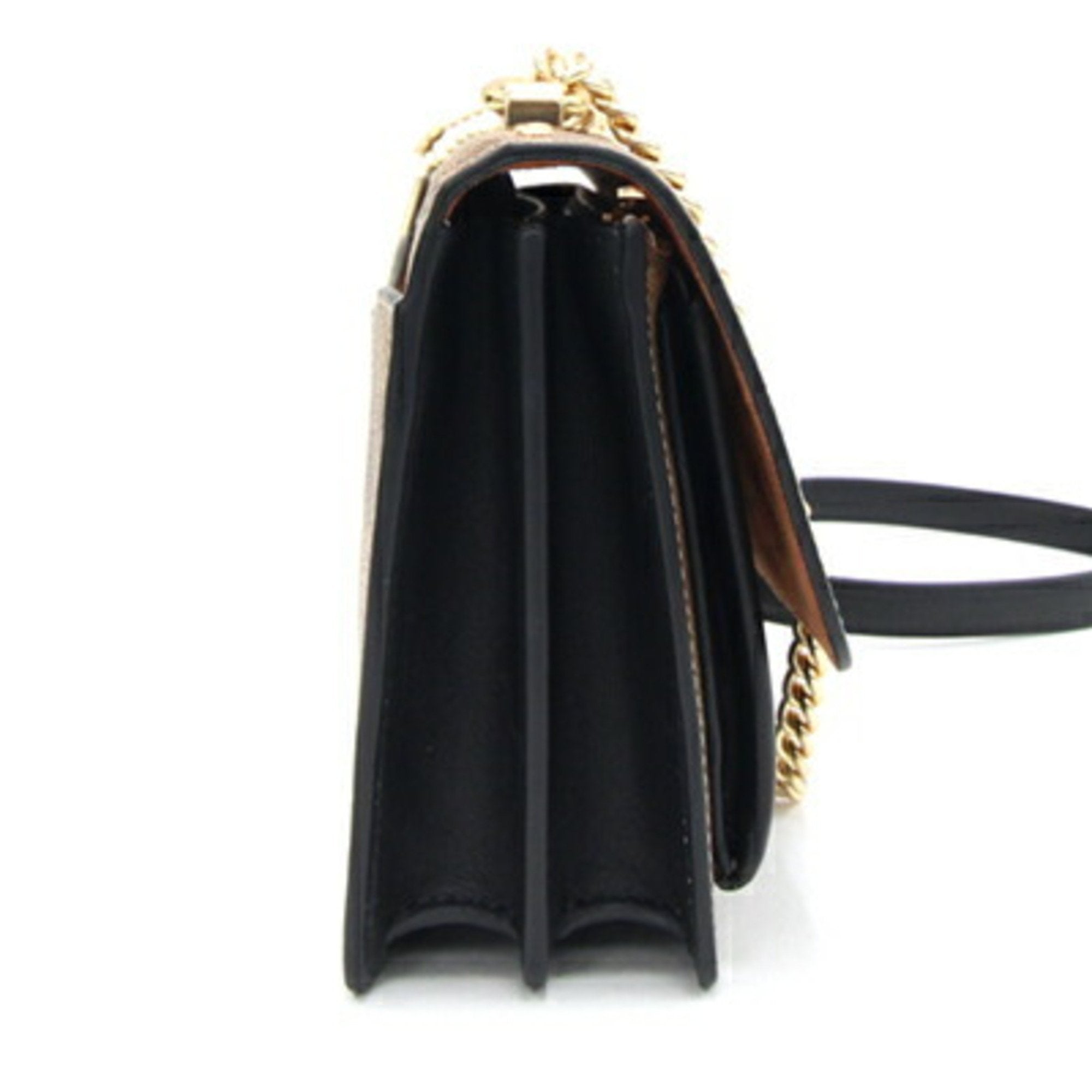 Coach Signature Beige Black Pvc Leather Shoulder Bag (Pre-Owned)
