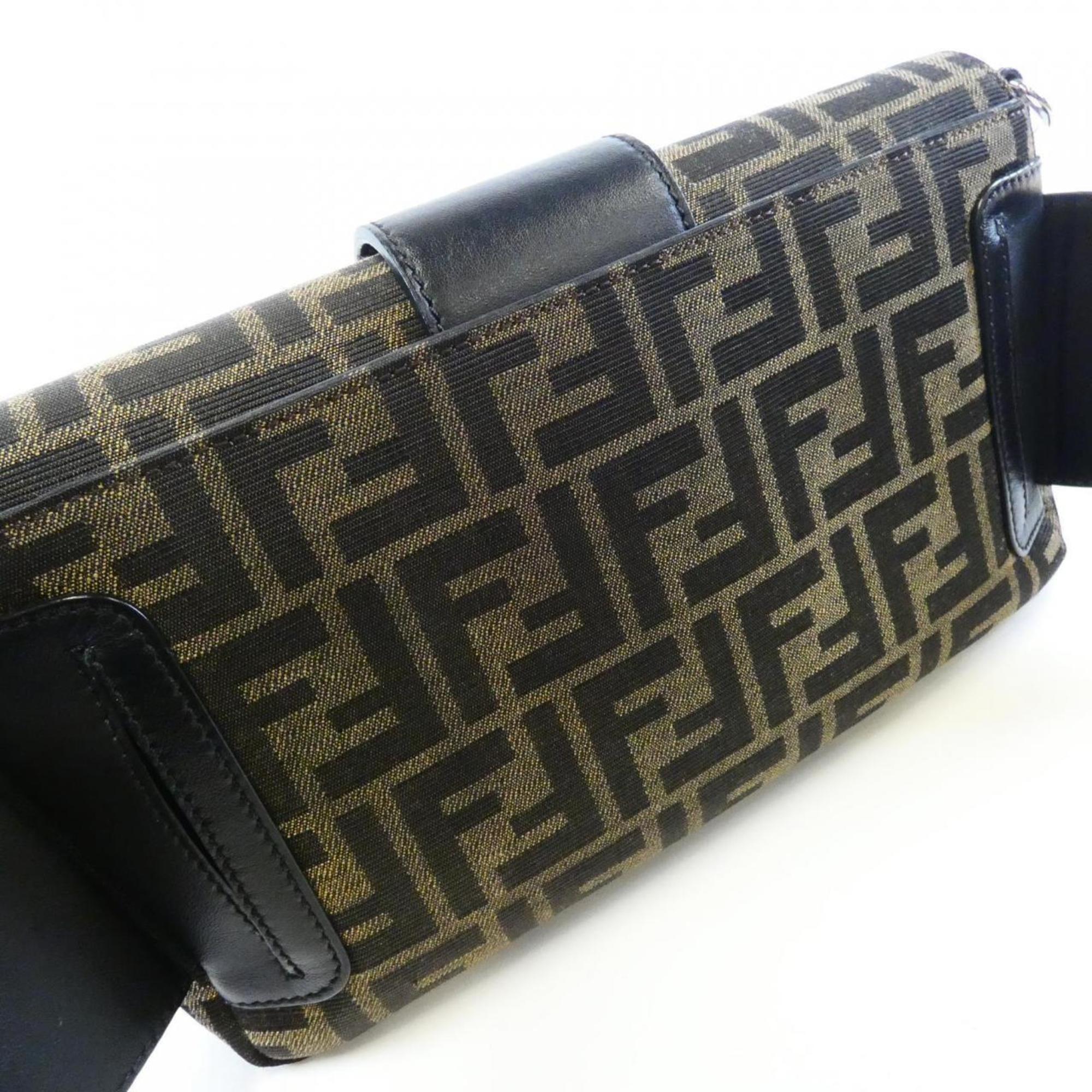 Fendi Silver Canvas Leather Fanny Pack (Pre-Owned)