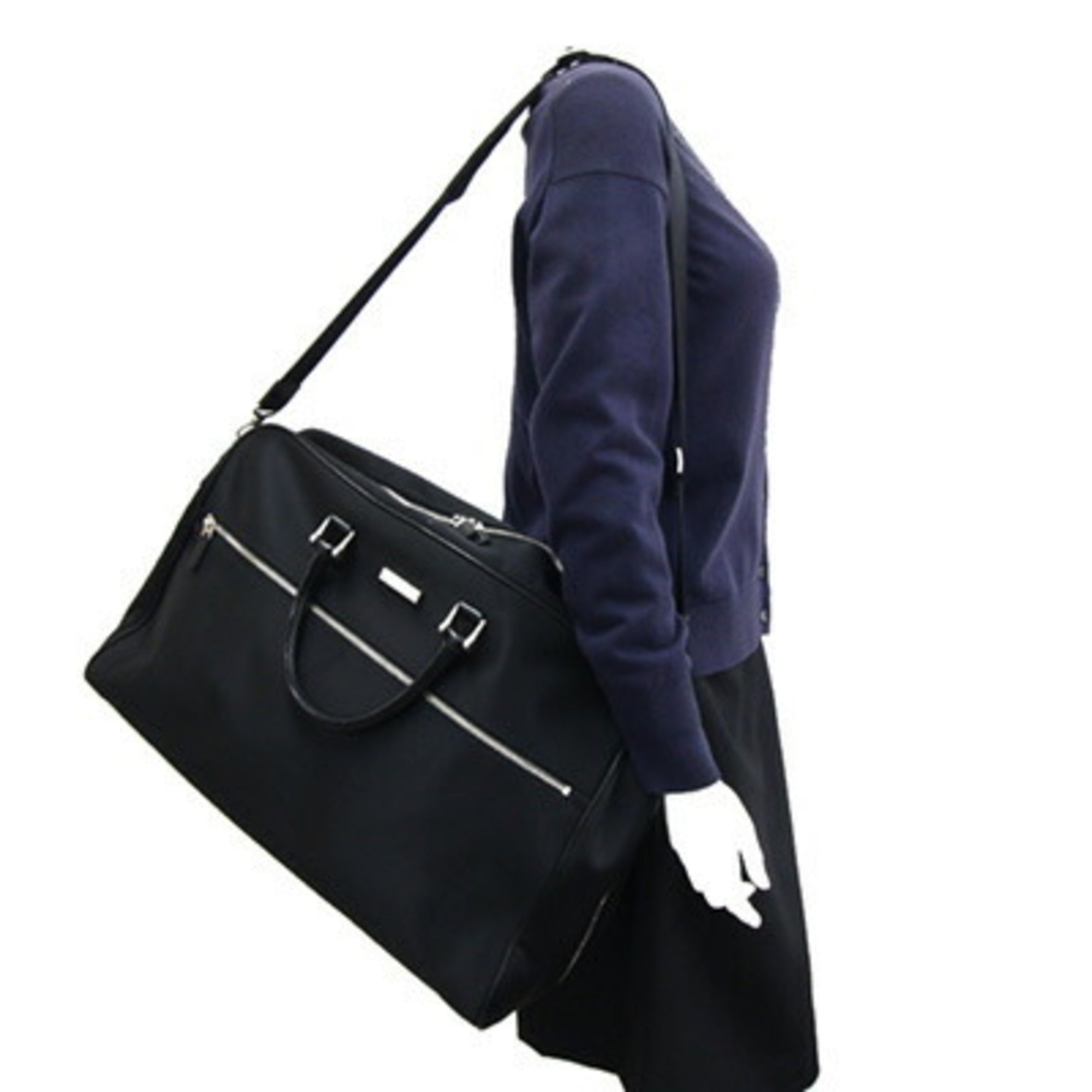 Burberry Black Nylon Leather Boston Bag Shoulder Bag (Pre-Owned)
