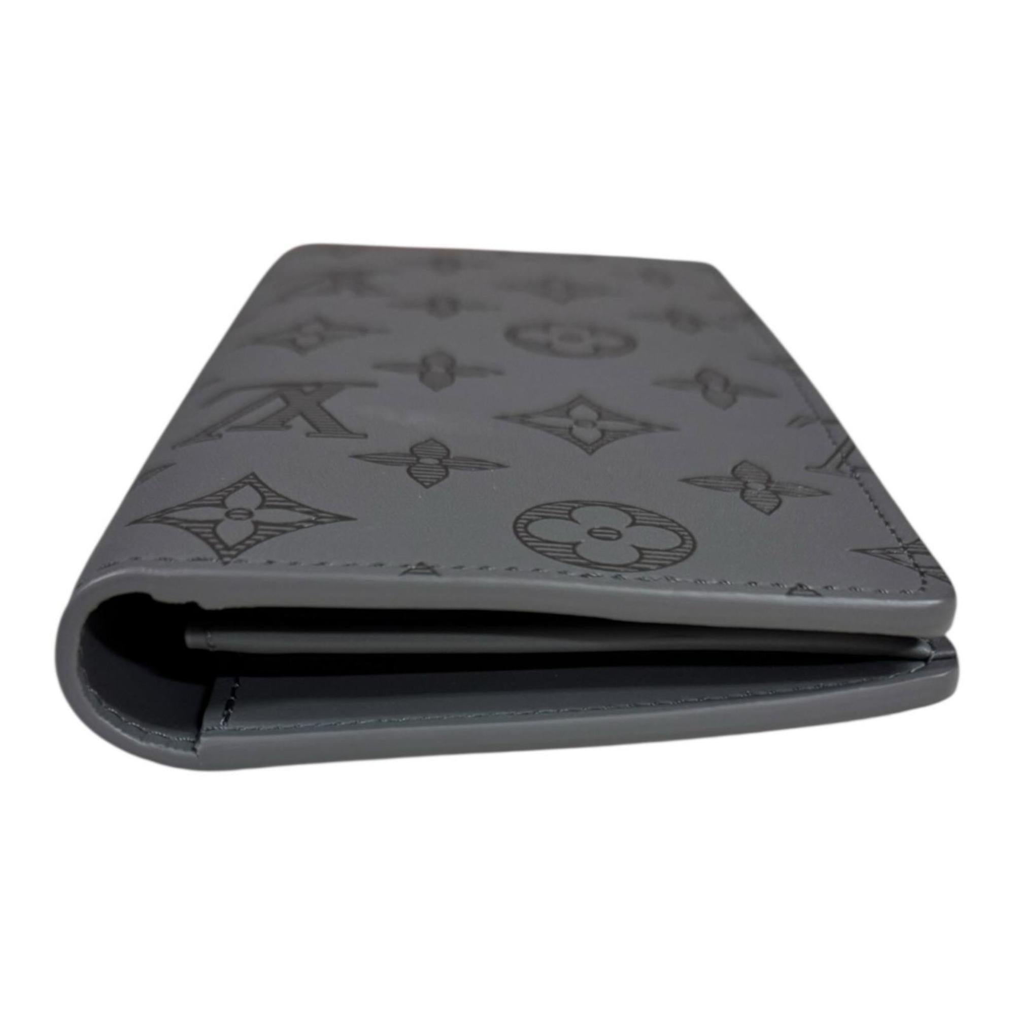 Louis Vuitton Gray Monogram Shadow Long Wallet (Bi-Fold) (Pre-Owned)
