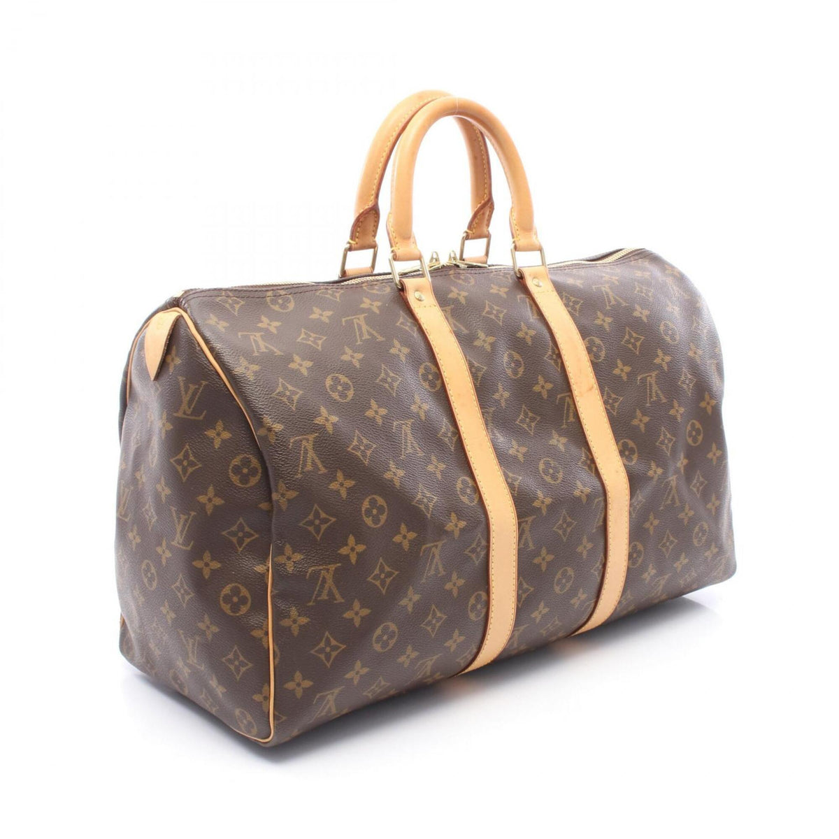 Louis Vuitton Brown Pvc Coated Canvas Leather Boston Bag (Pre-Owned)