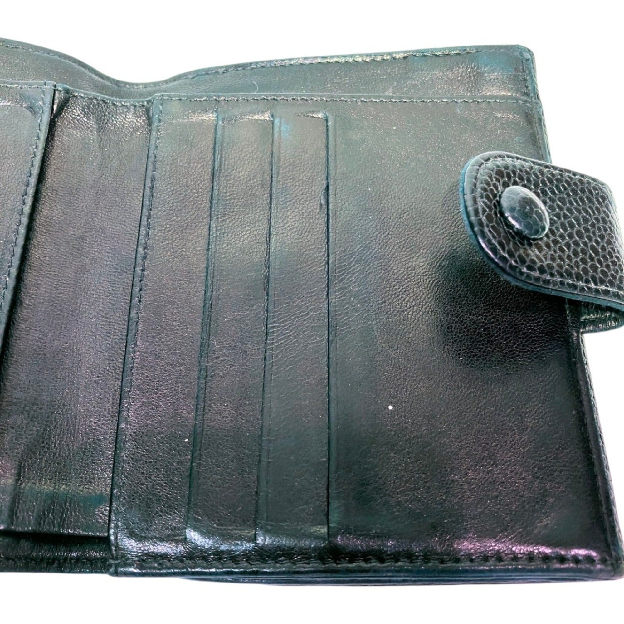 Chanel Black Grained Calfskin Wallet (Bi-Fold) (Pre-Owned)