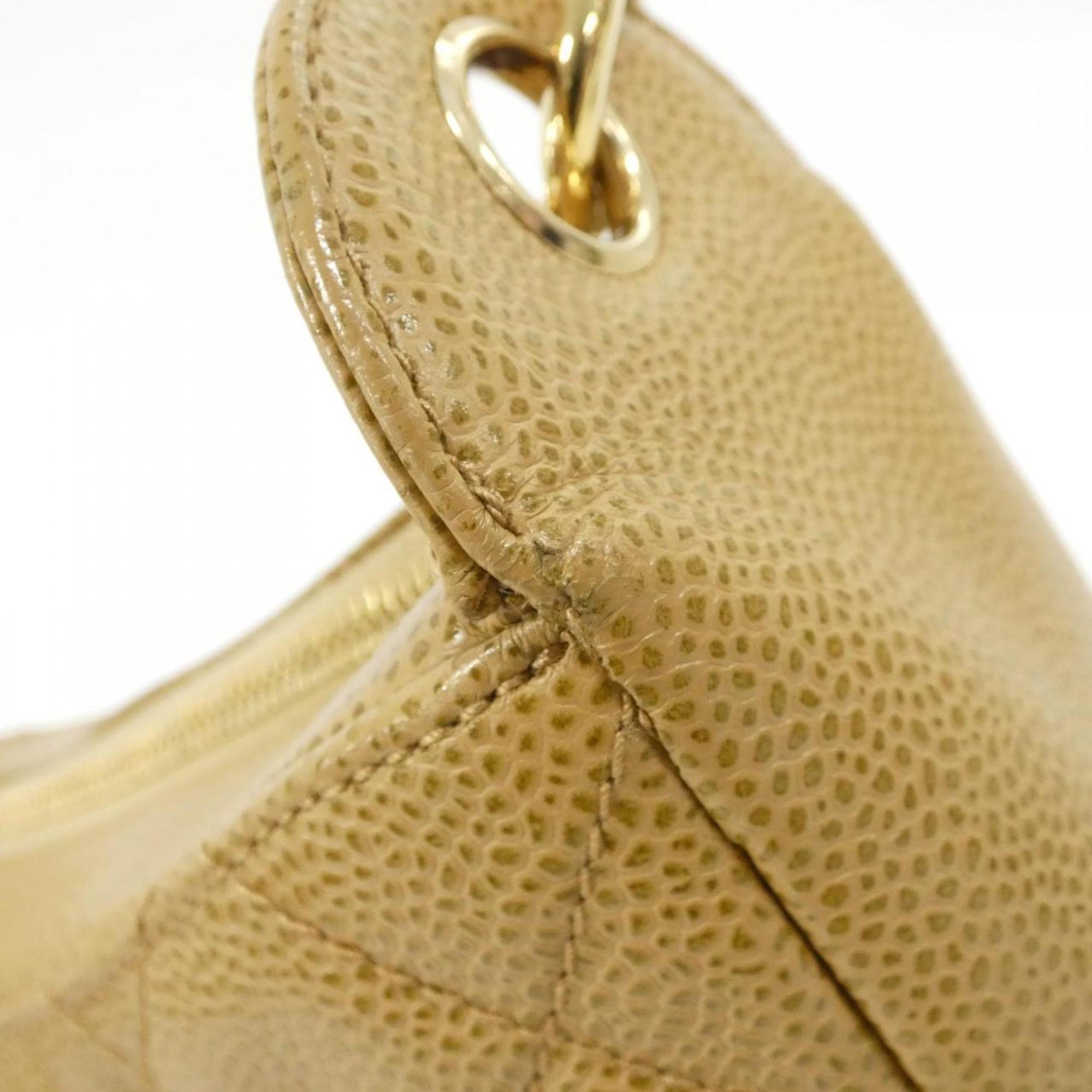 Chanel Beige Grained Calfskin Shoulder Bag (Pre-Owned)