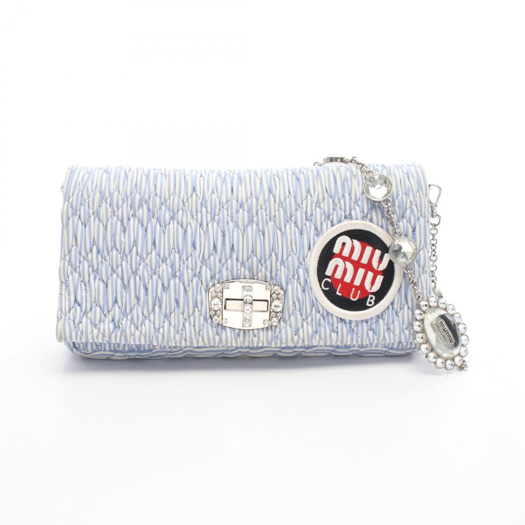 Miu Miu Matelasse Blue Fabric Shoulder Bag (Pre-Owned)