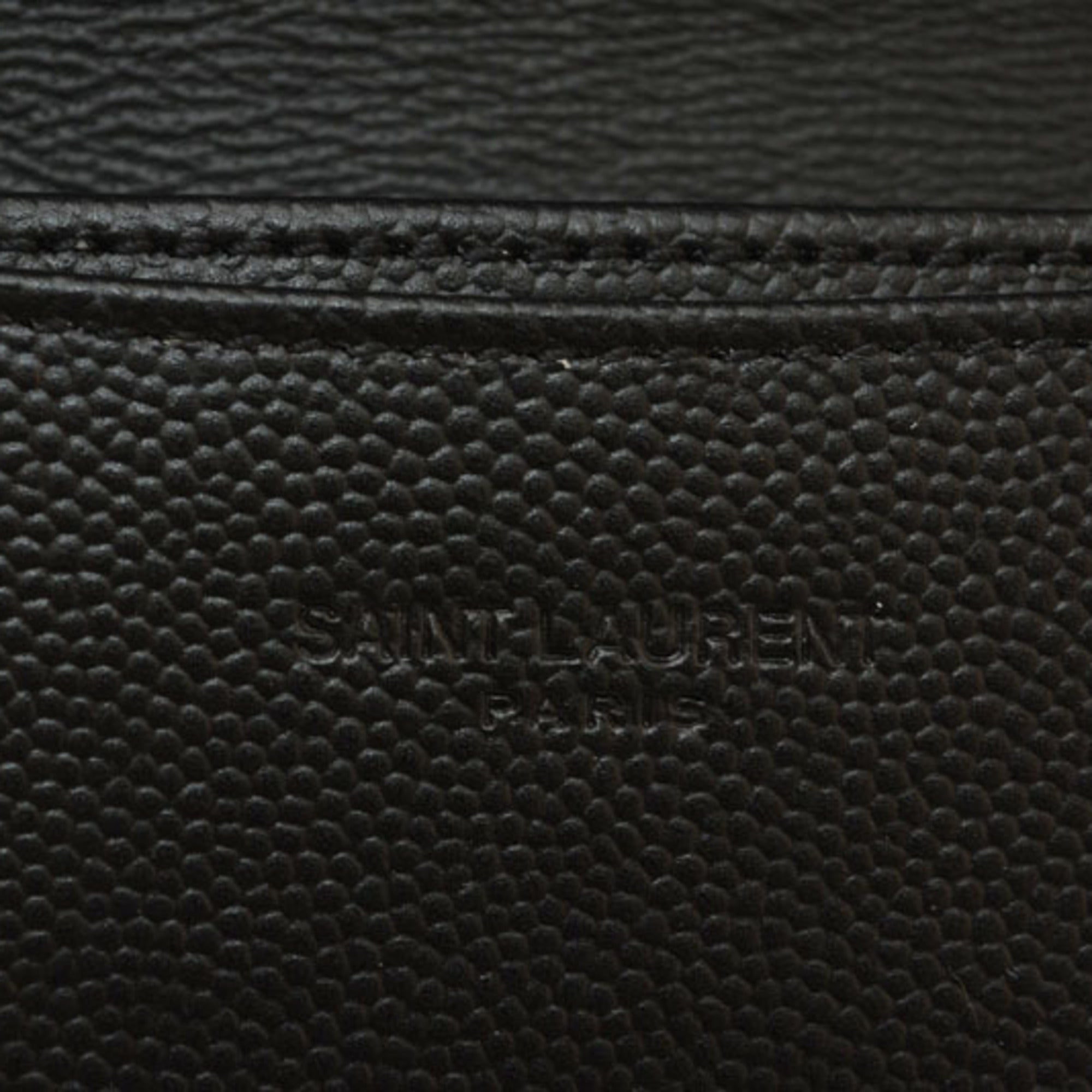 Saint Laurent Silver Black Leather Coin Purse/Coin Case (Pre-Owned)