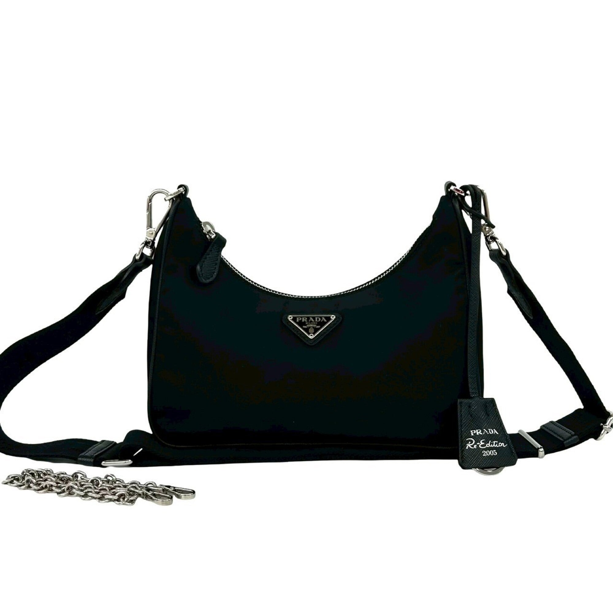 Prada Black Nylon Leather Shoulder Bag (Pre-Owned)